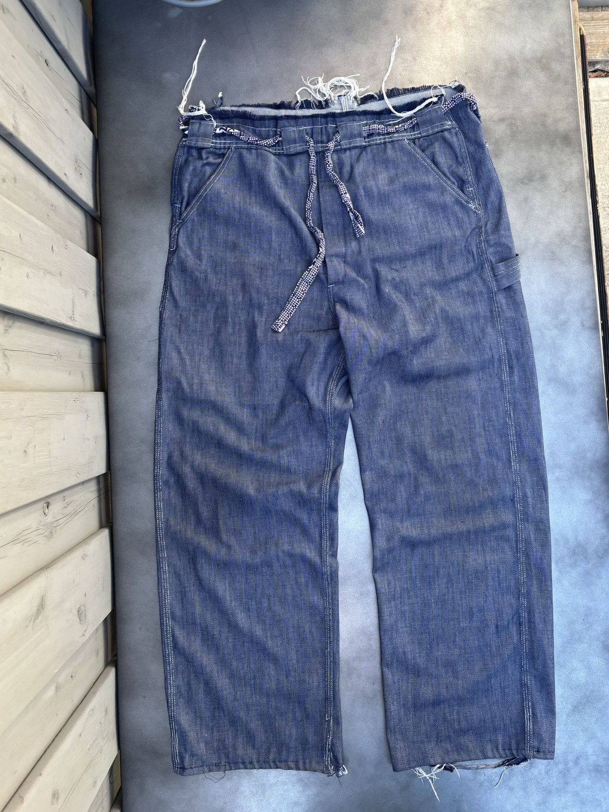 Oshkosh × Sears × Vintage Vintage Dark Denim 60s 70s Baggy Long Loose Heel Drag USA Size US 34 / EU 50 - 2 Thumbnail