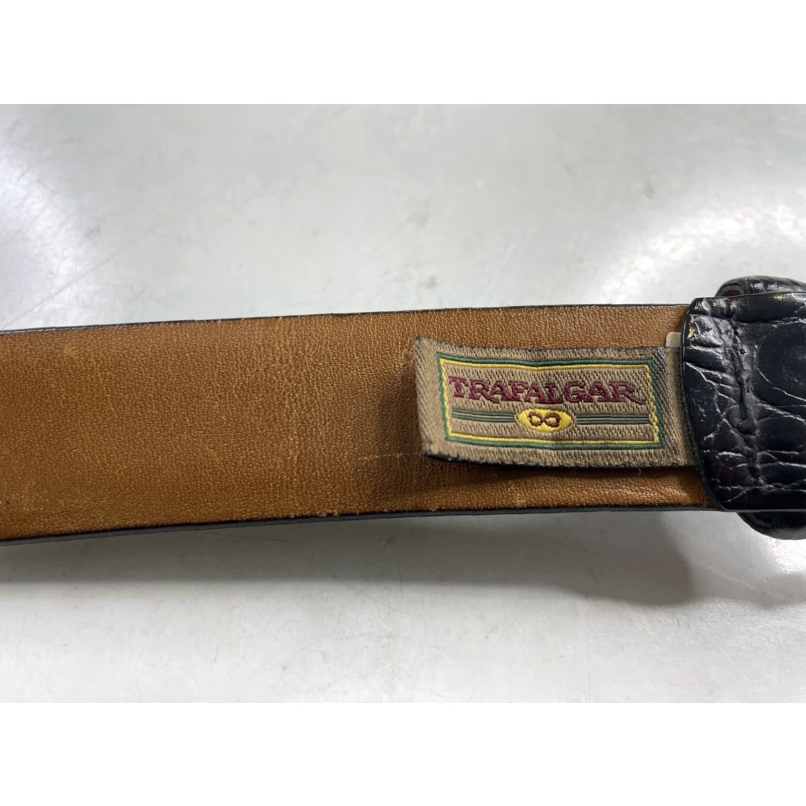 Vintage Trafalgar Belt Dress Belt Leather Braun Brass Buckle 40/100 Classic Men's Regular Brown Size 40 - 4 Thumbnail