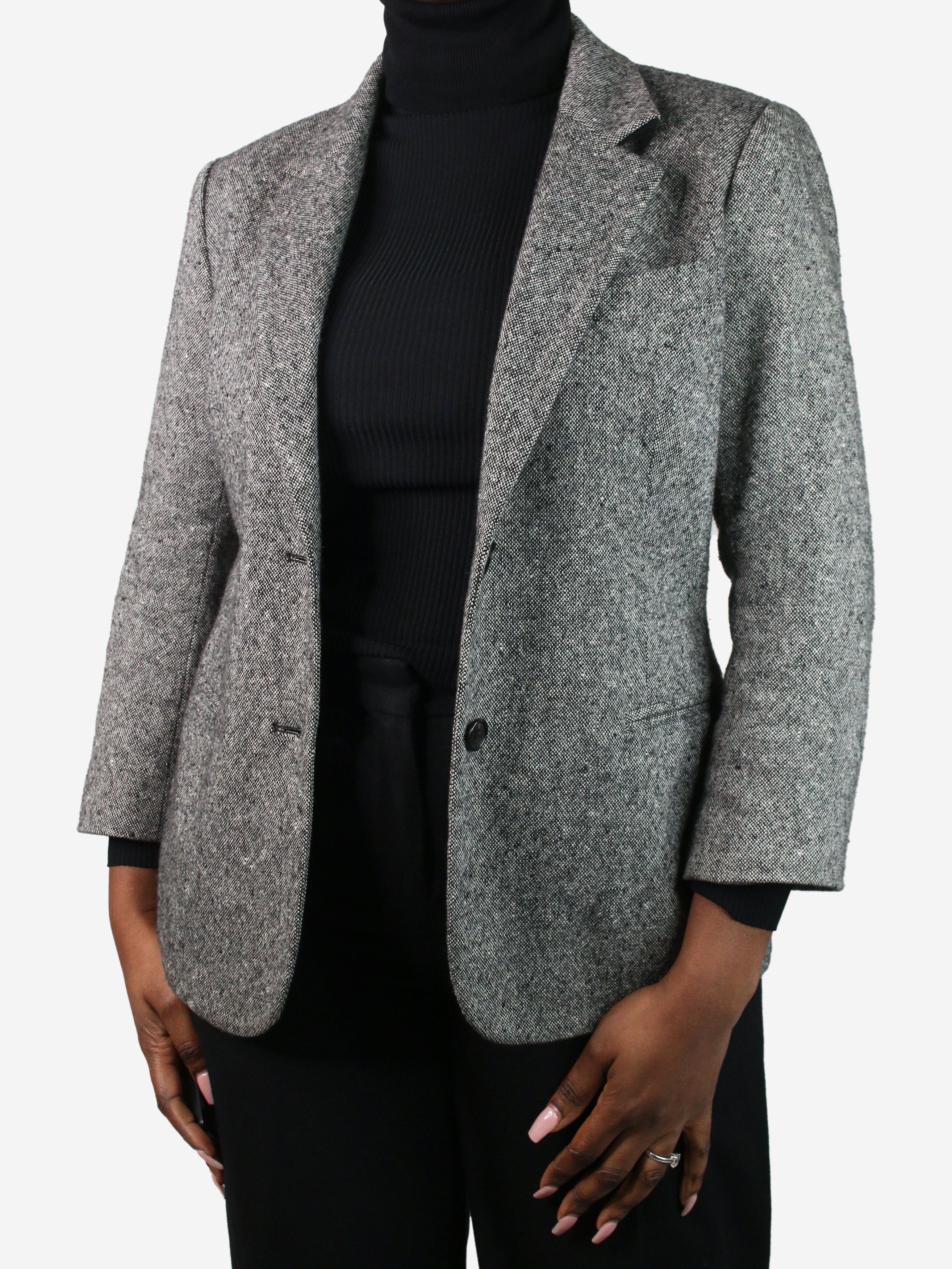 Grey cashmere button-up blazer - size UK 14