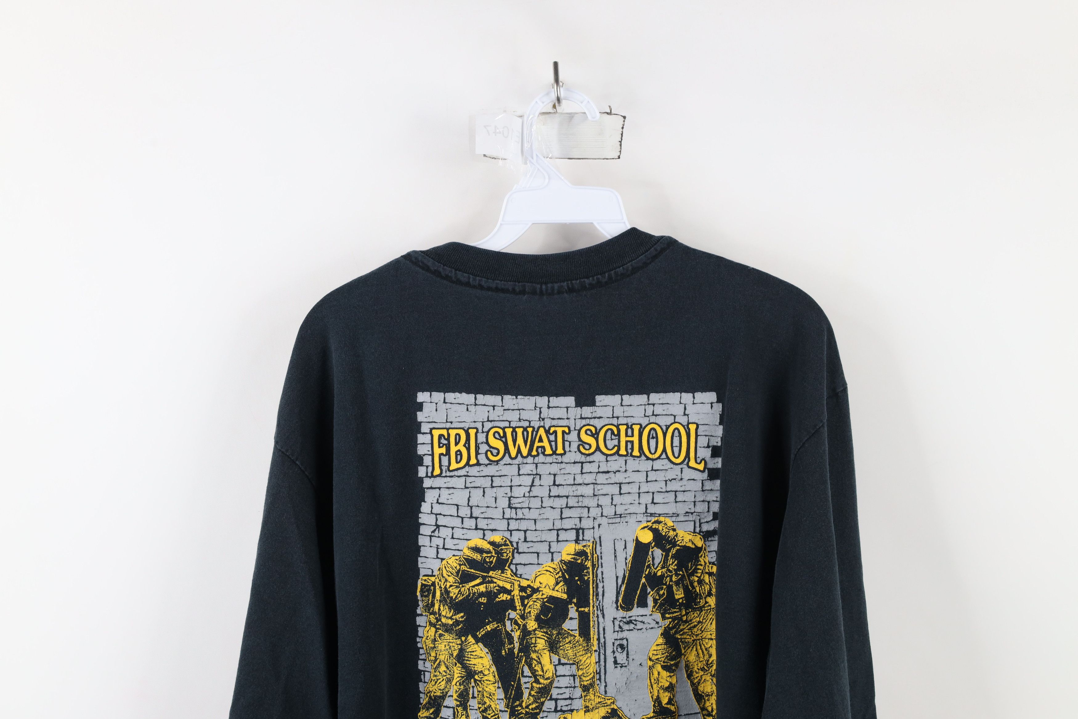 Vintage Vintage 90s FBI Swat School Long Sleeve T-Shirt Black USA Size US XL / EU 56 / 4 - 11 Thumbnail