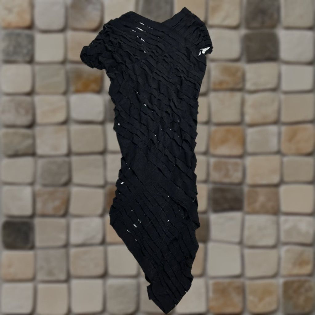 Alessandra Rich ALESSANDRA MARCHI Dress Women Midi Black Deconstructed Slashed Knit V-Neck Short Sleeve Pullover Pencil Dress 42 Designer City Classic Size M / US 6-8 / IT 42-44 - 1 Thumbnail
