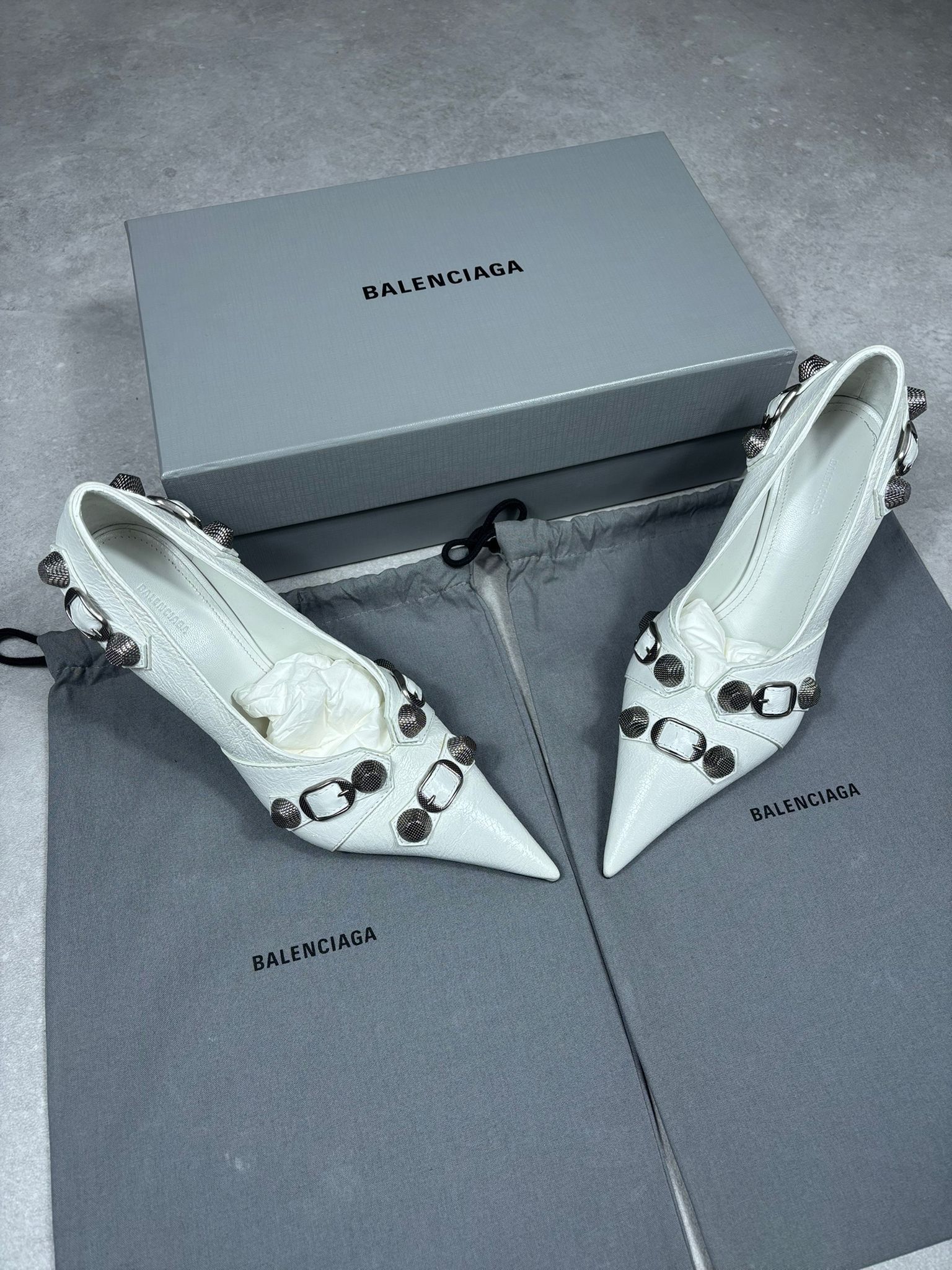 Balenciaga Balenciaga Cagole Pump H90 Arena White Aged Nickel US 8 Size US 8 / IT 38 - 1 Thumbnail