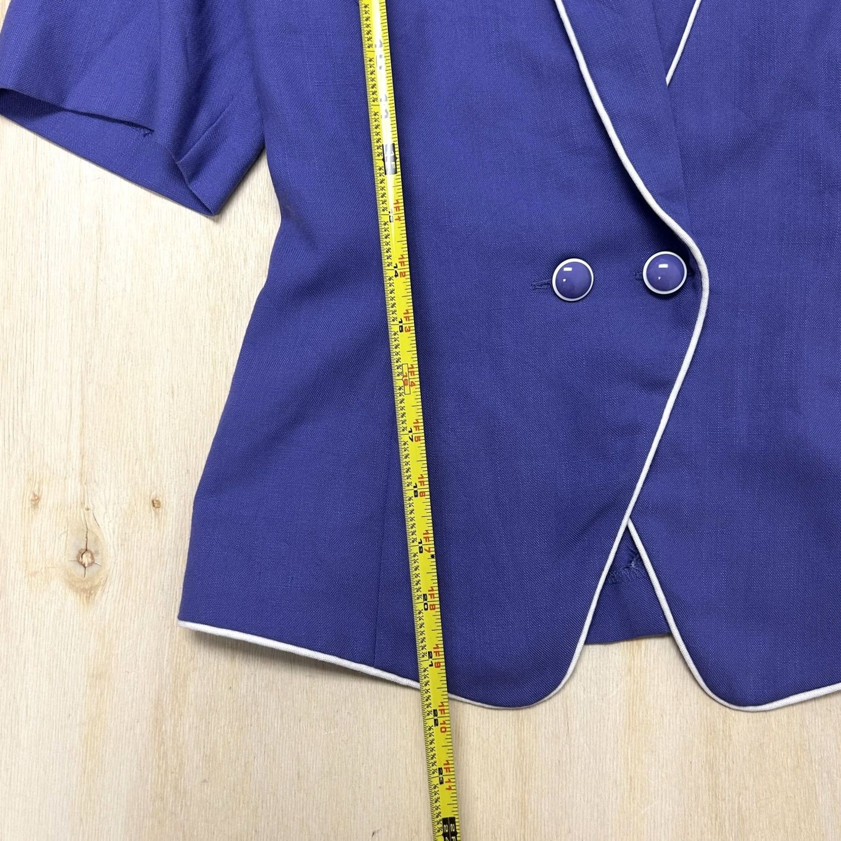 Vintage Vintage That's Me! Blazer Jacket Blue Short Sleeve Shawl Collar USA Womens 5/6 Size 27" / US 4 / IT 40 - 4 Thumbnail