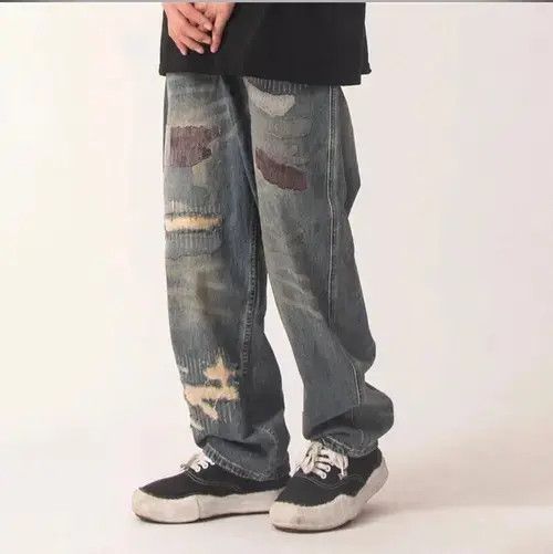 Jean Patchwork Baggy Jeans Size US 34 / EU 50 - 6 Thumbnail