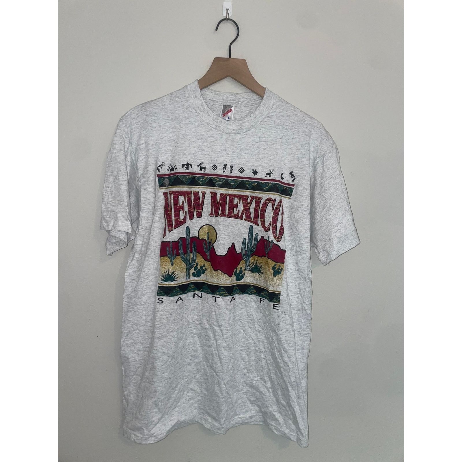 Jerzees 90s NM New Mexico Santa Fe Cactus Desert Shirt 1990s Large Size US L / EU 52-54 / 3 - 1 Thumbnail