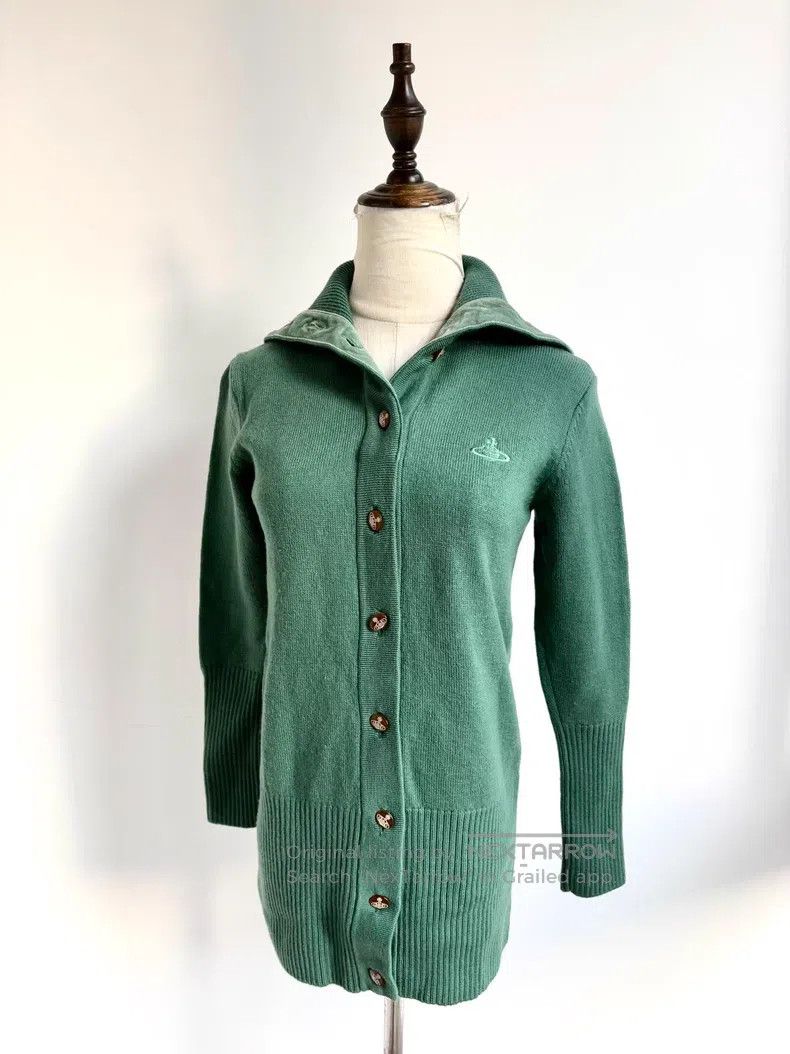 Vivienne Westwood Vivienne Westwood Green and Velvet Long Saturn Button Knit Size L / US 10 / IT 46 - 1 Thumbnail