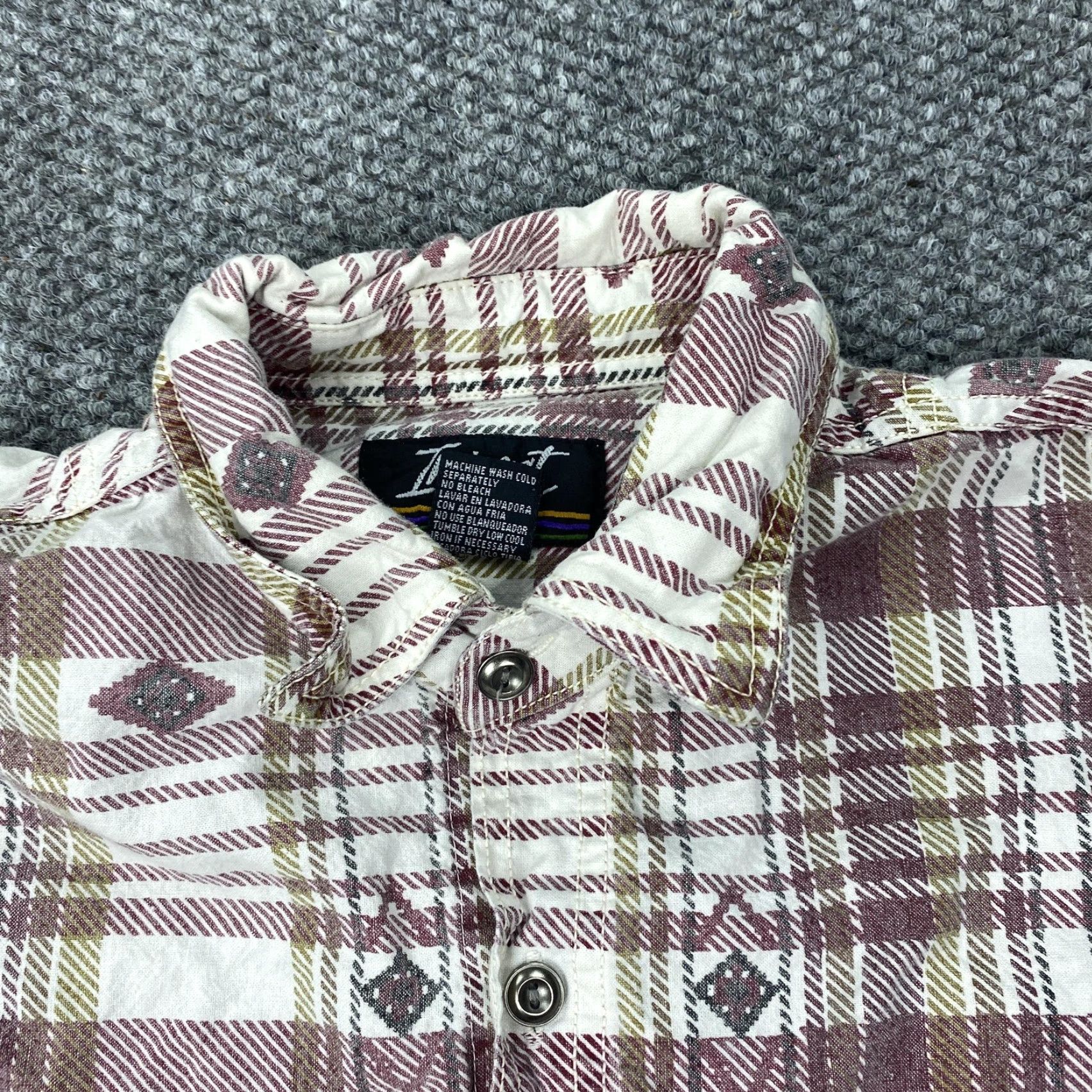 Vintage Impact Shirt Mens M Burgundy Plaid Western Pearl Snap Long Sleeve Aztec Cotton Pockets Button-Up - Collared - Vintage No - Red Size US M / EU 48-50 / 2 - 4 Thumbnail