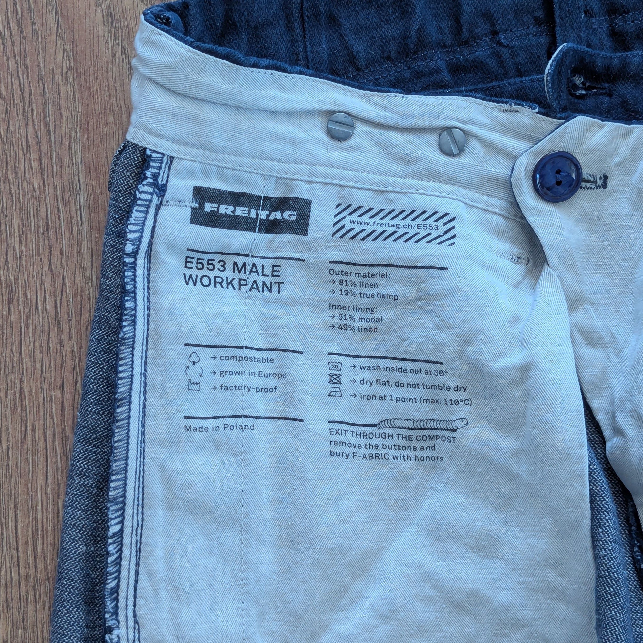 Freitag FREITAG E553 Male Work Pant Linen W33 L32 Japanese Style Size US 33 - 12 Thumbnail