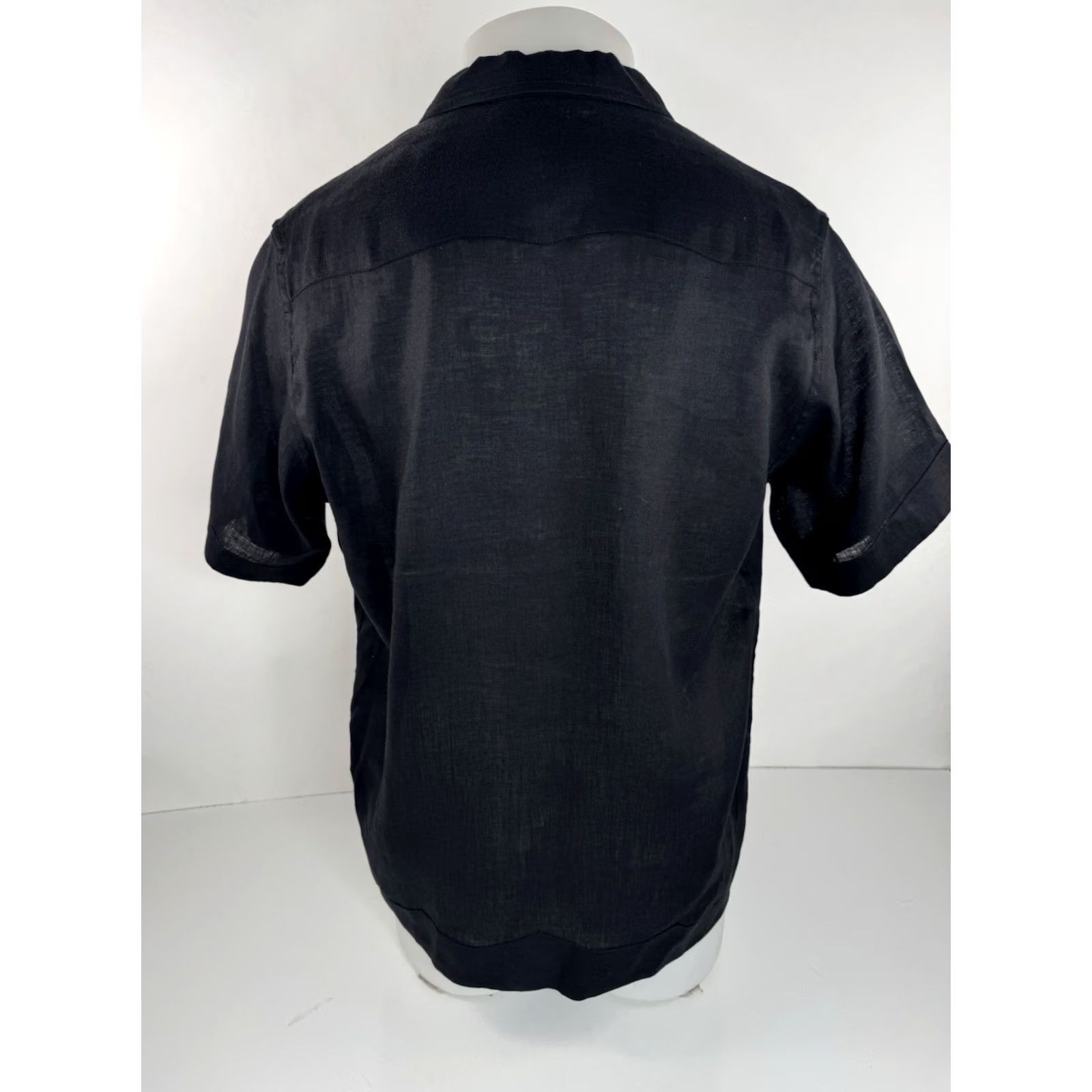 Monitaly Monitaly Los Angeles California Linen 4 Pocket Guayabera Shirt S Black Short Sleeve Button-Up Mens X Size US S / EU 44-46 / 1 - 4 Thumbnail