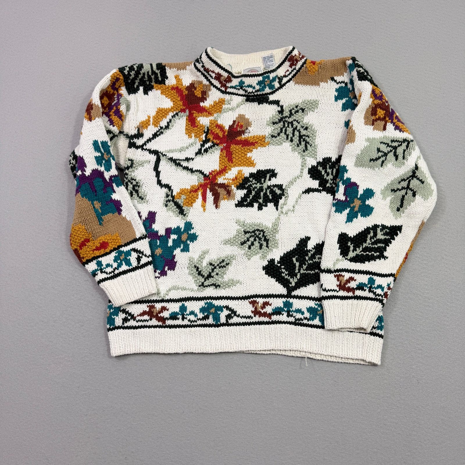 Vintage Vintage Cape Isle Knitters Sweater Women's Small Floral 90s Size S / US 4 / IT 40 - 1 Thumbnail