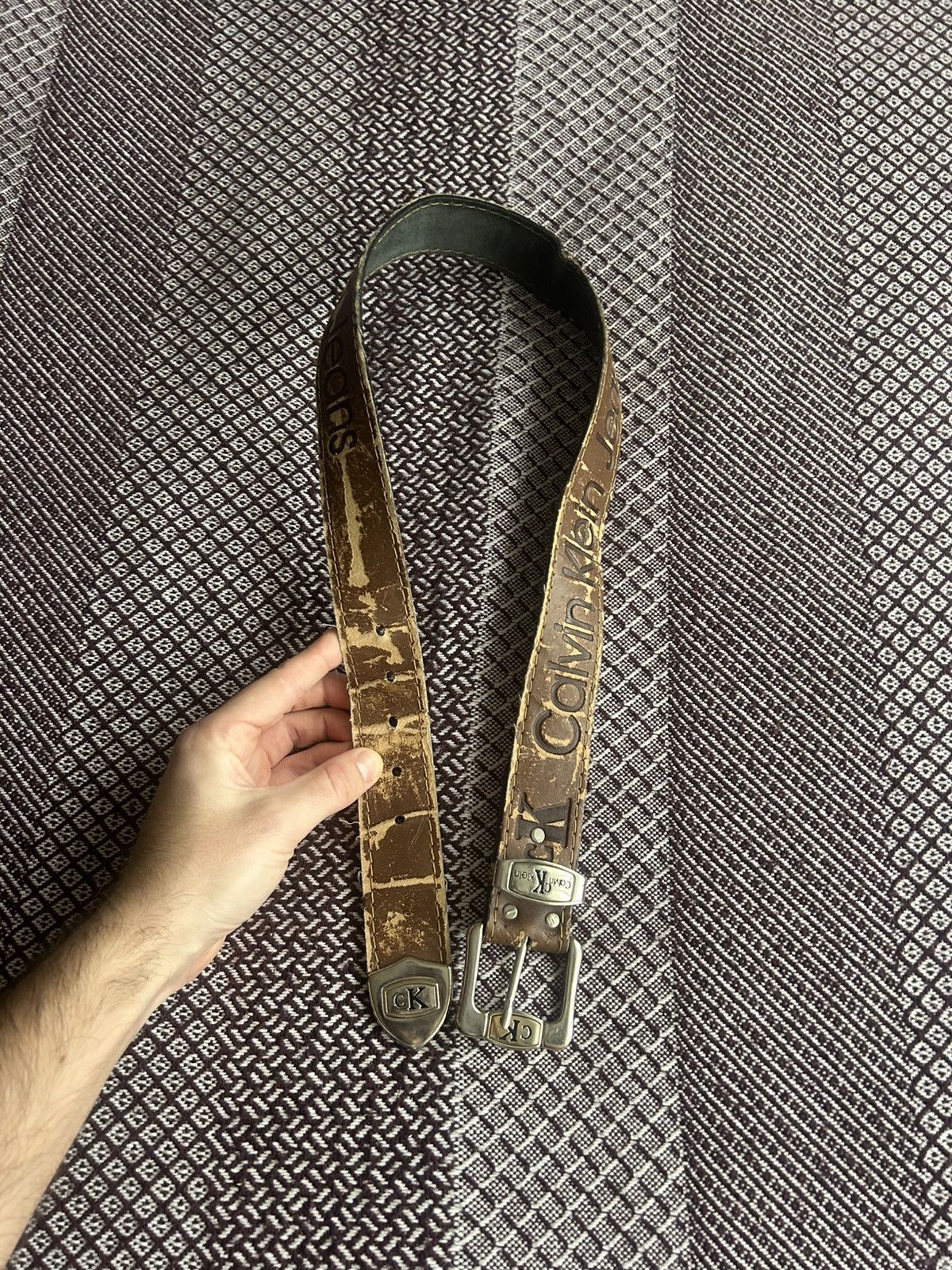 Calvin Klein Vintage Calvin Klein Distressed Belt Brown Faded Y2K Style Size ONE SIZE - 4 Thumbnail