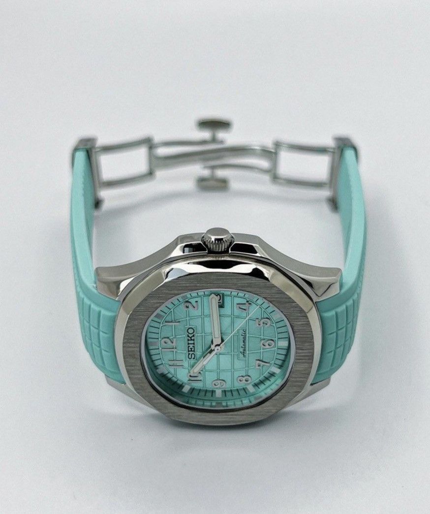 Japanese Brand Seiko Mod Aquanaut Tiffany Blue Dial Steel Watch 41mm NH35 Size ONE SIZE - 3 Thumbnail
