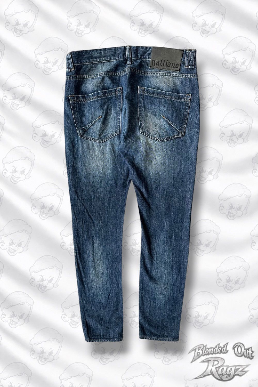 John Galliano SS11 Galliano Newspaper Print Dark Navy Skinny Fit Denim Size US 35 - 2 Thumbnail