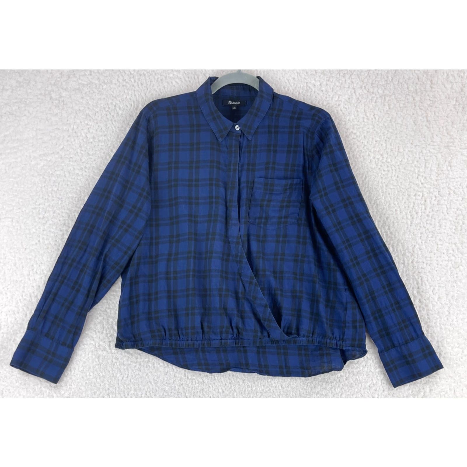 Madewell Madewell Blue Arion Plaid Wrap-Front Shirt Womens Large Long Sleeve Button-Up Size L / US 10 / IT 46 - 2 Thumbnail