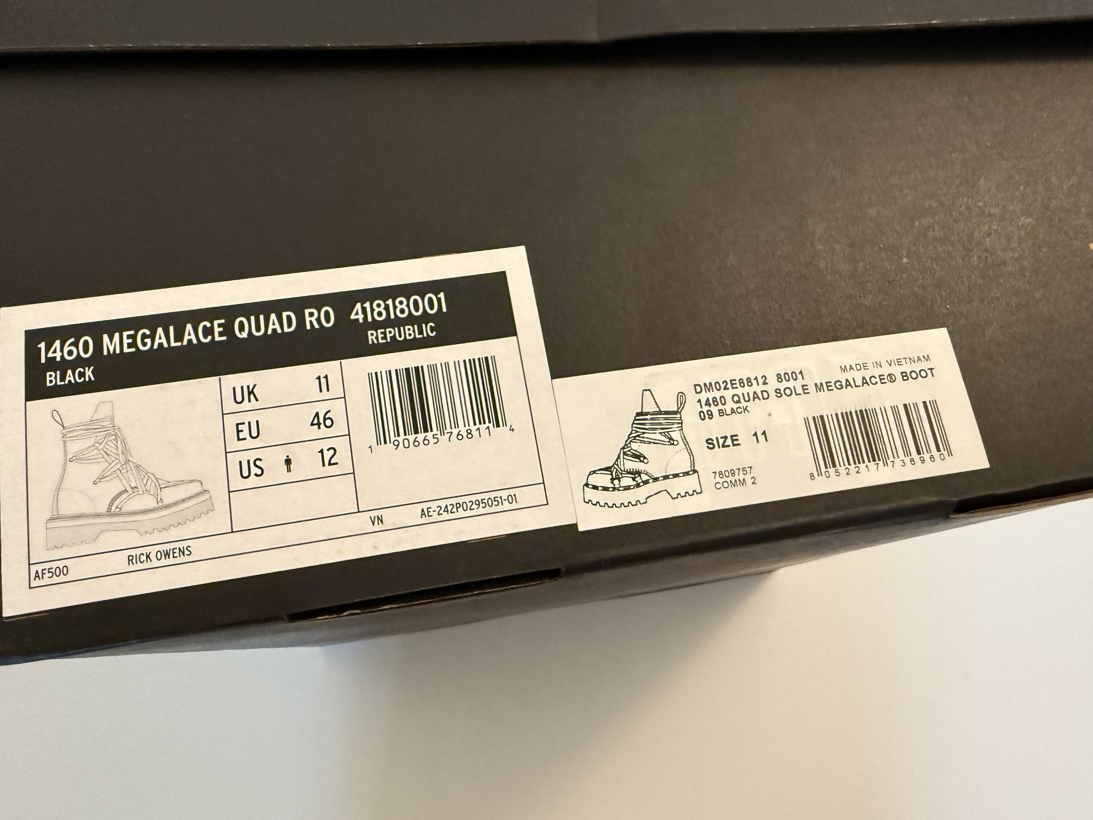 Dr. Martens × Rick Owens Dr. Martens 1460 DRKSHDW Quad Sole Mega Lace Boot Size US 12 / EU 45 - 10 Thumbnail