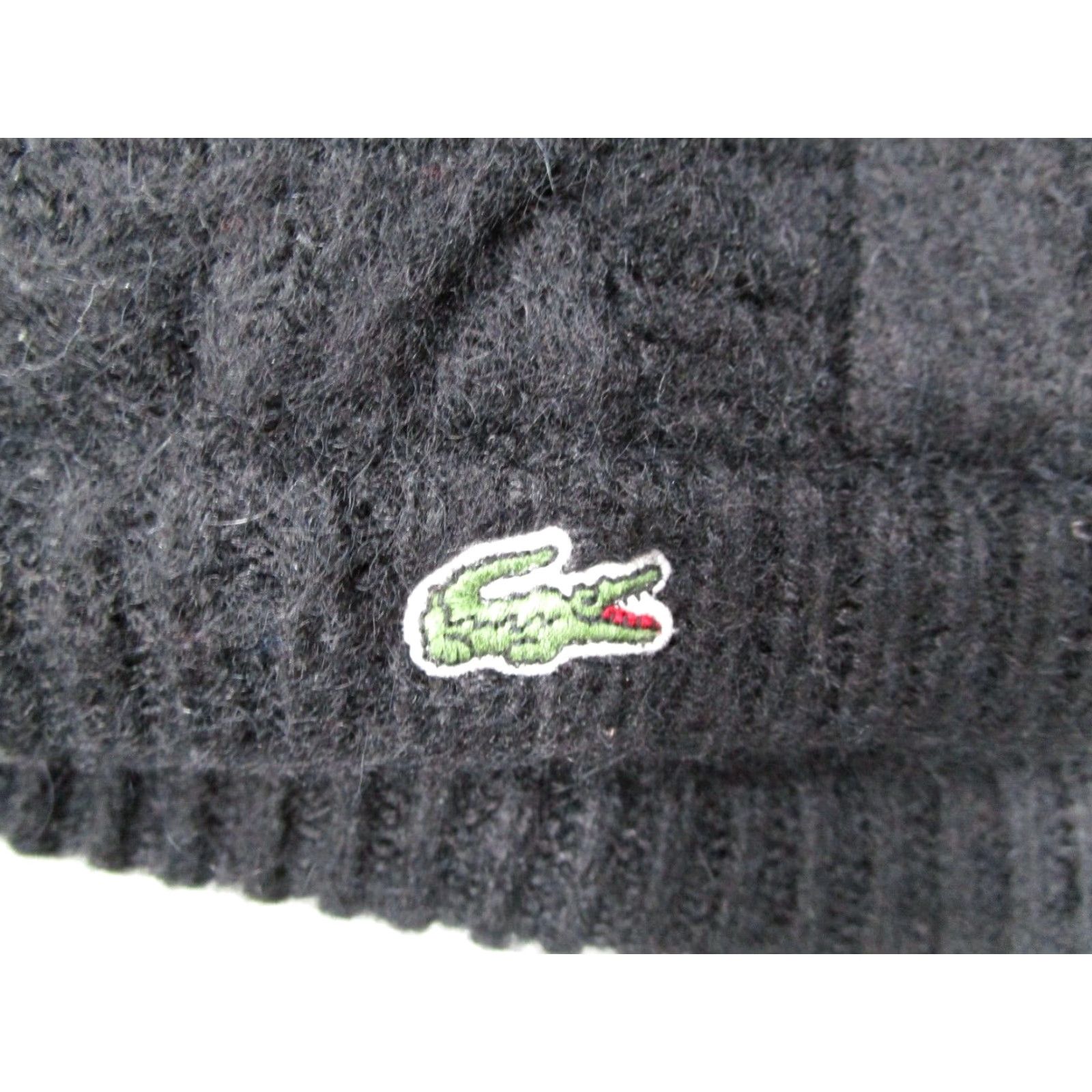 Lacoste VINTAGE Lacoste Hat Women XS Black Alpaca Blend Knit Beanie Crocodile Made in Peru Size ONE SIZE - 2 Thumbnail