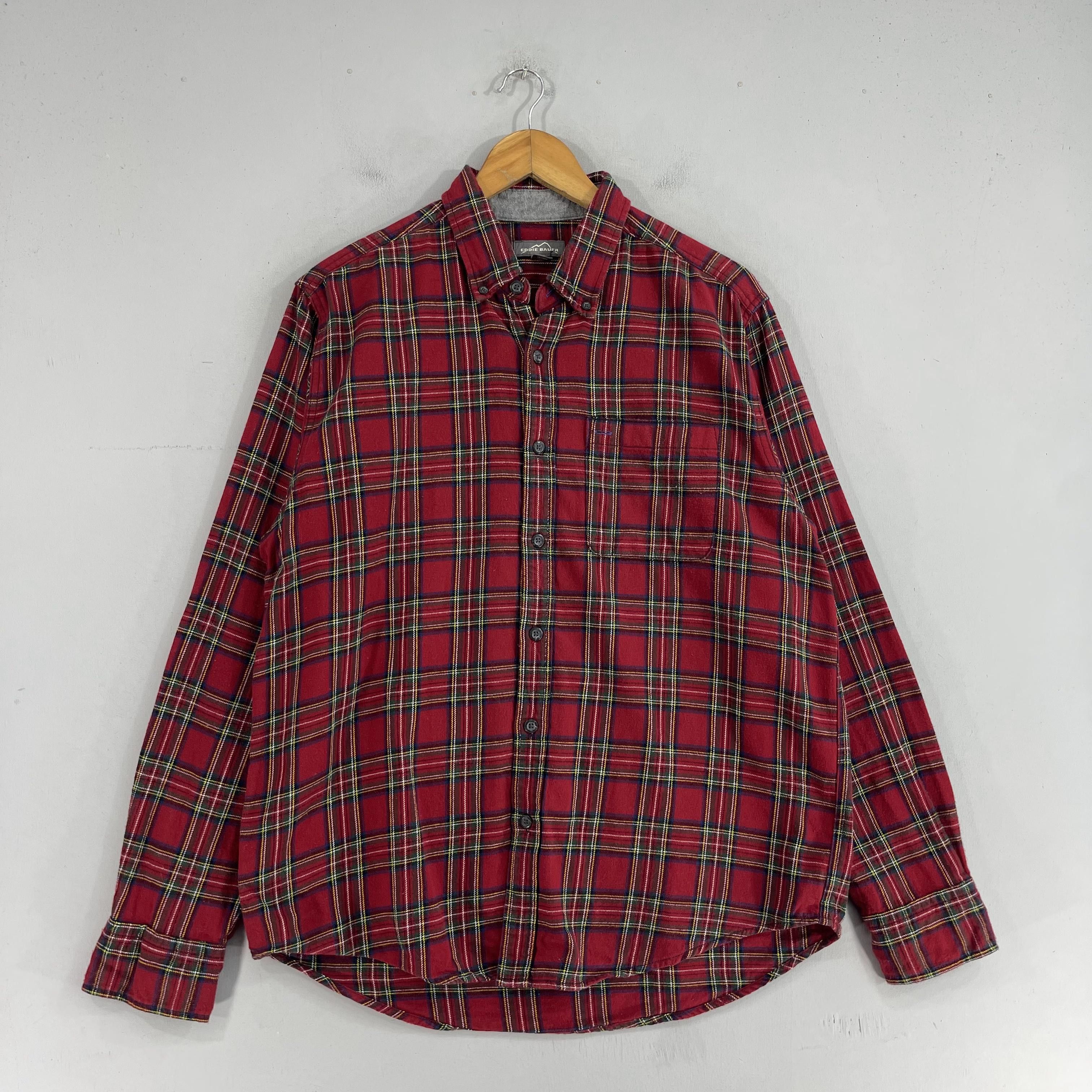 Eddie Bauer × Flannel Vintage EDDIE BAUER Plaid Tartan Red Flannel Button Up Shirt Size US L / EU 52-54 / 3 - 4 Thumbnail