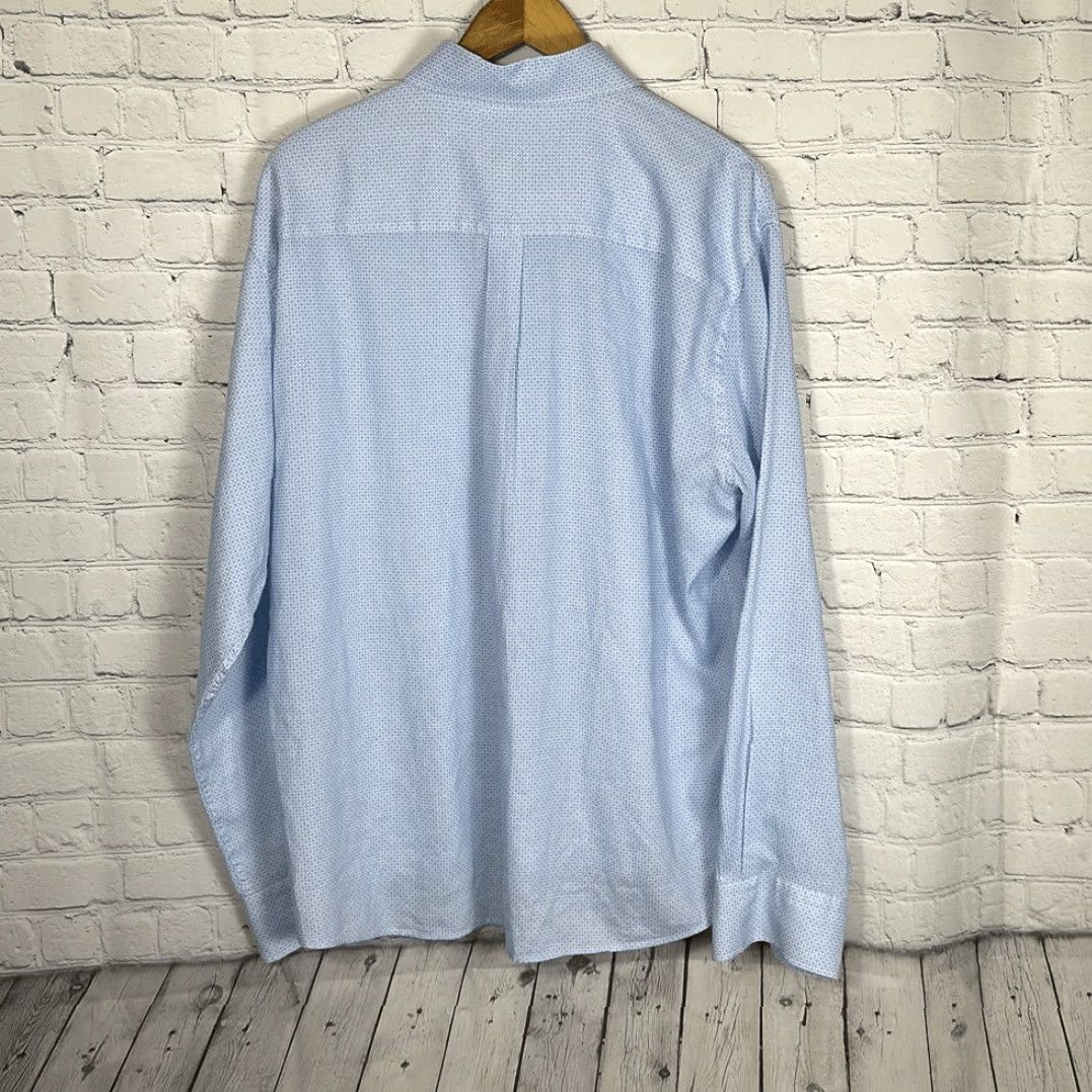 Peter Millar Peter Millar Shirt Men's XL Blue White Geometric Linen Blend Tolland Sport Button-Up Long Sleeve Multicolor Geometric Pattern Size US XL / EU 56 / 4 - 4 Thumbnail