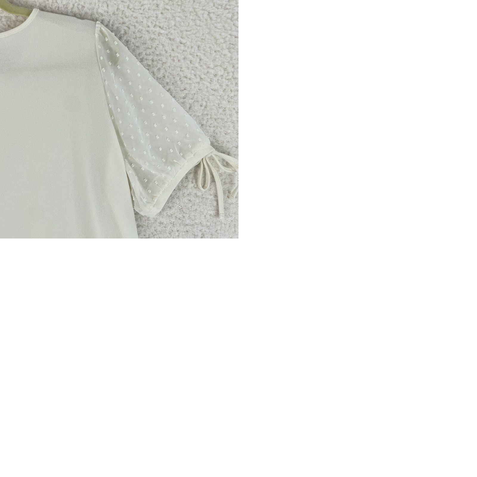 Adrianna Papell Adrianna Papell Shirt Womens Medium White Swiss Dot Sleeve Pullover Lightweight Blouse Size M / US 6-8 / IT 42-44 - 9 Thumbnail