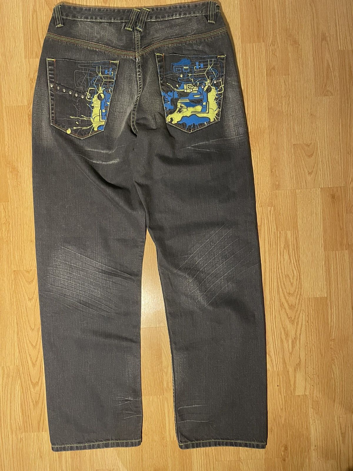 image of Affliction x Jnco Crazy Y2K Jnco Style Baggy Jeans in Black, Men's (Size 36)