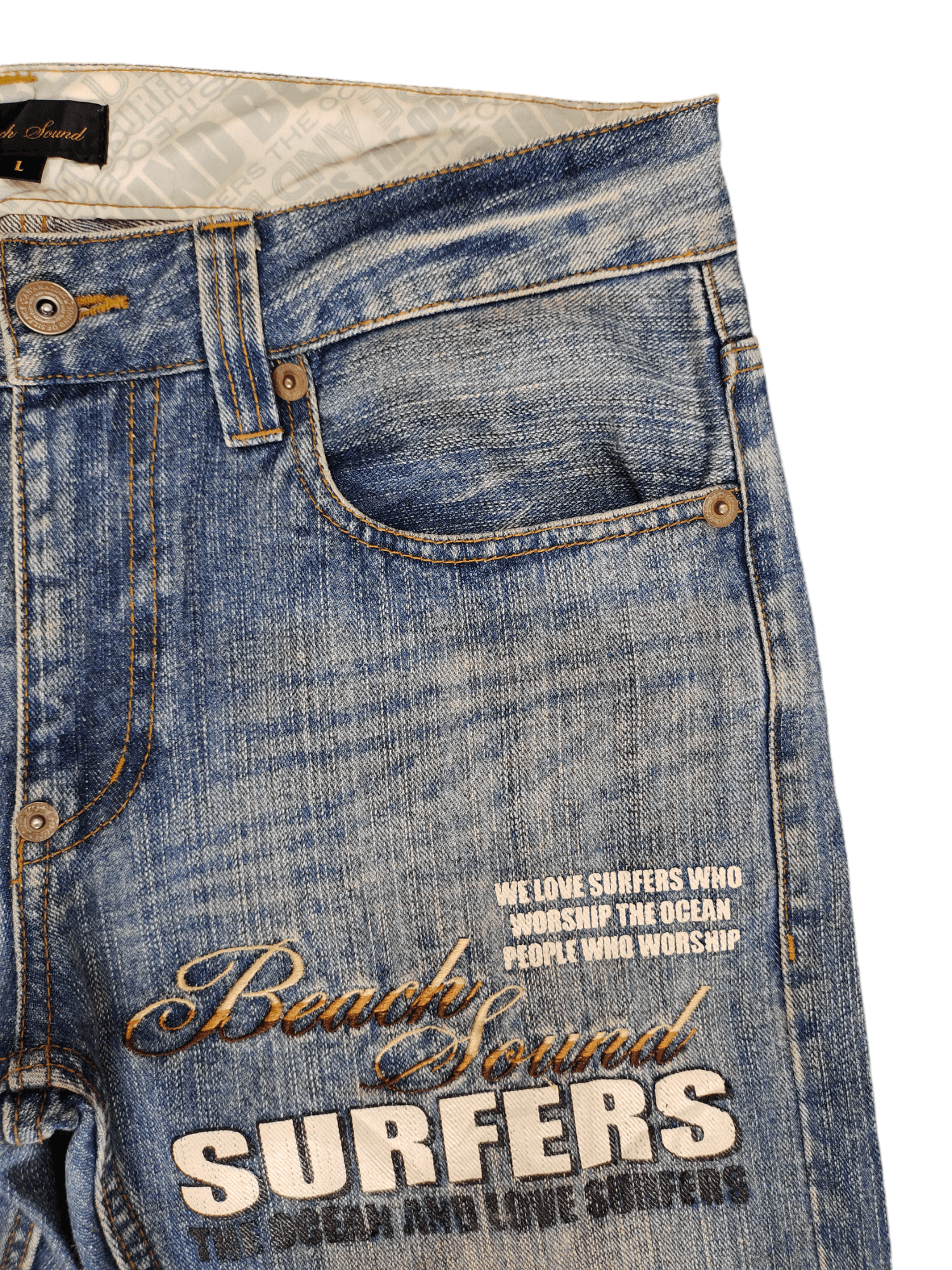 Hysteric Glamour × Undercover Japanese Beach Sound Embroidered Distress Jeans Undercover Size US 32 / EU 48 - 4 Thumbnail