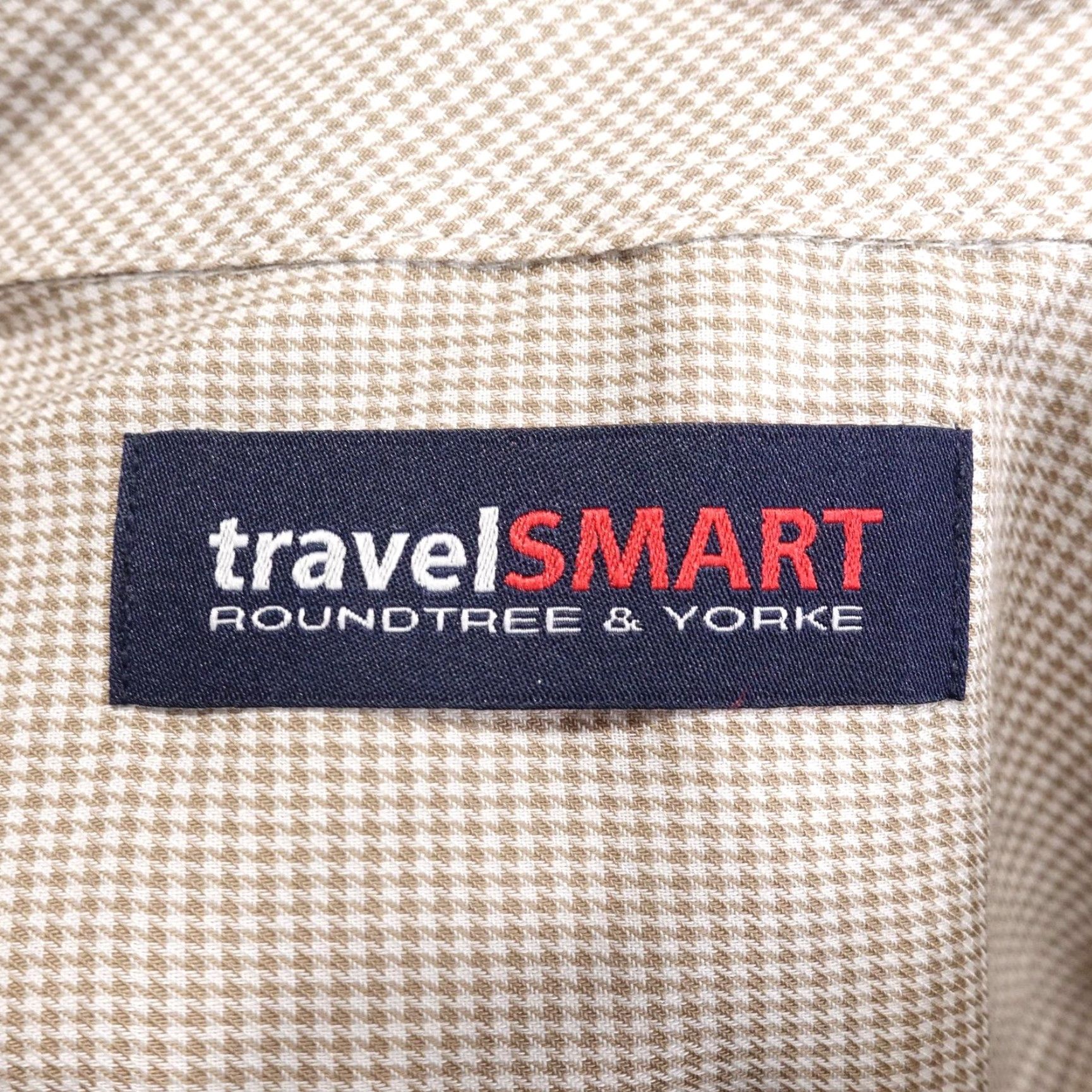 Roundtree & Yorke Roundtree & Yorke travelSMART Shirt Mens M Tan Micro Check Button Down Short Sleeve Size US M / EU 48-50 / 2 - 6 Thumbnail