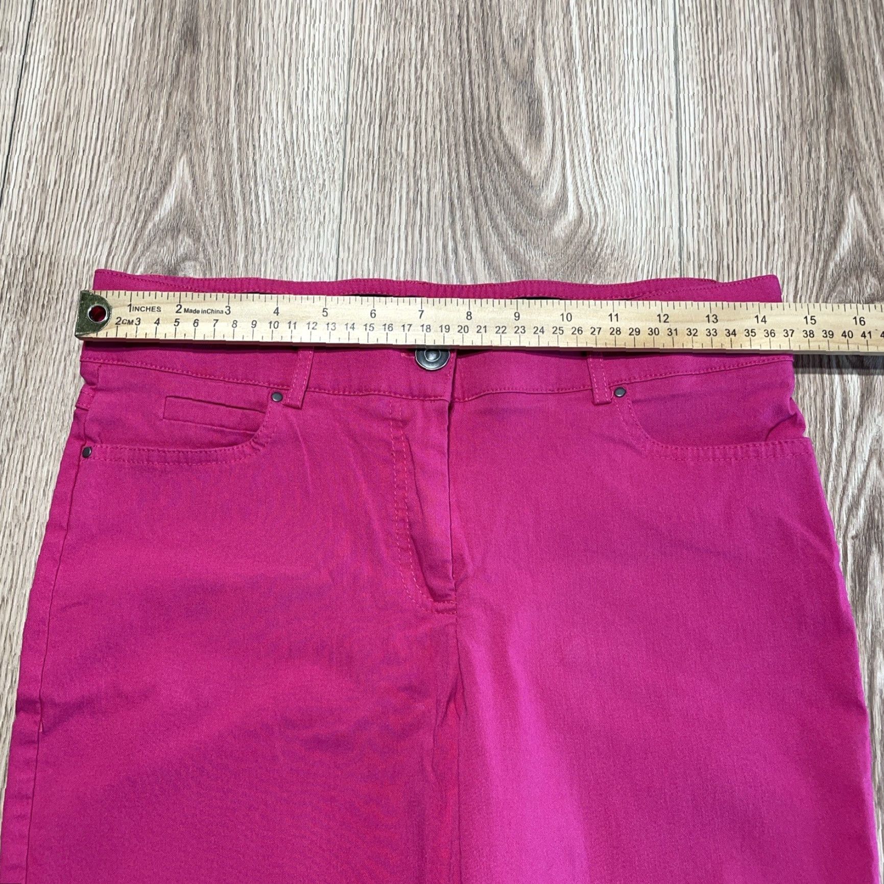 Vintage Linda Matthews Chino Pants Women 8 Pink Straight Midrise Elastic Waist Regular Size 30" / US 8 / IT 44 - 3 Thumbnail