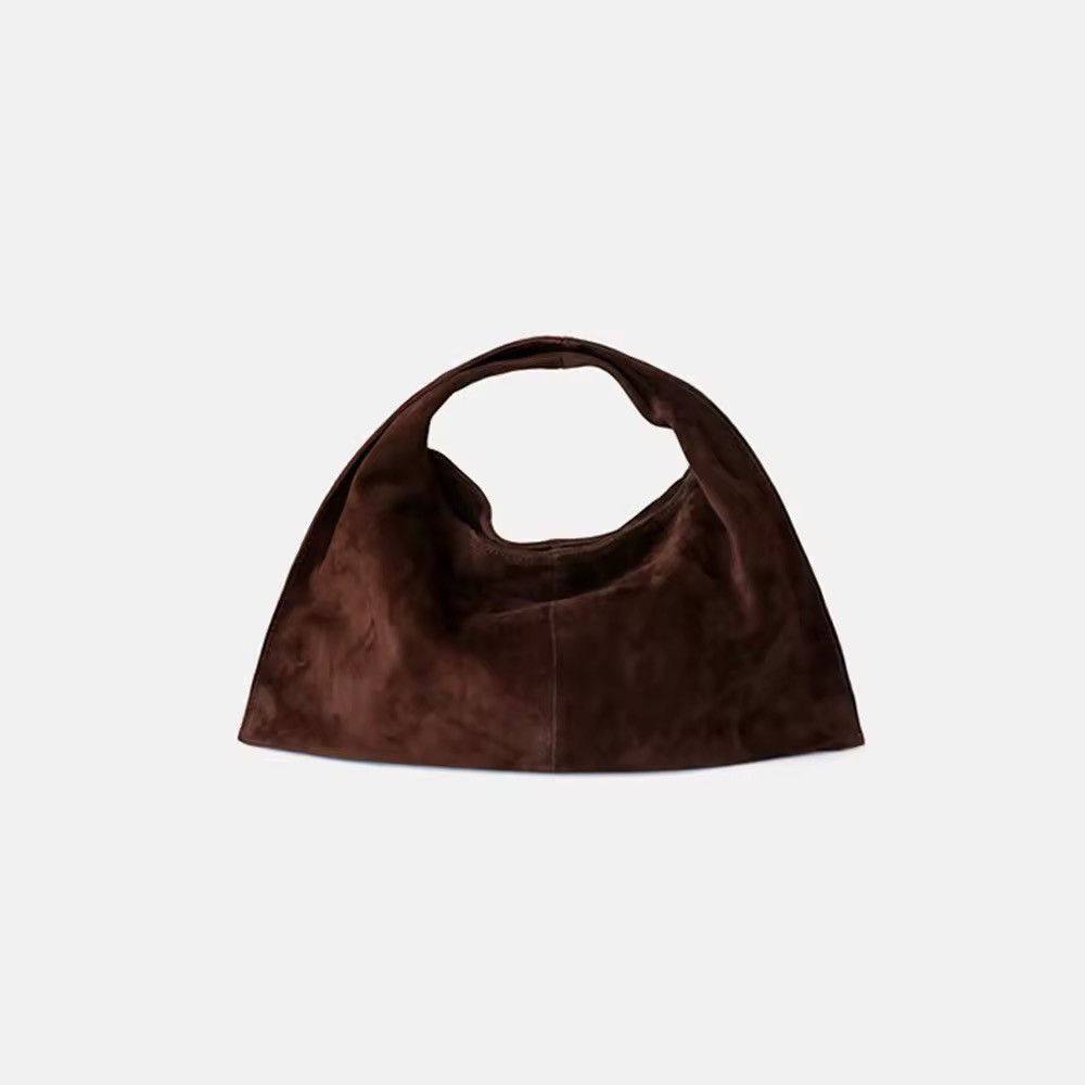 Designer × Vintage Retro Style Suede Leather Shoulder Small Bag Size ONE SIZE - 3 Thumbnail