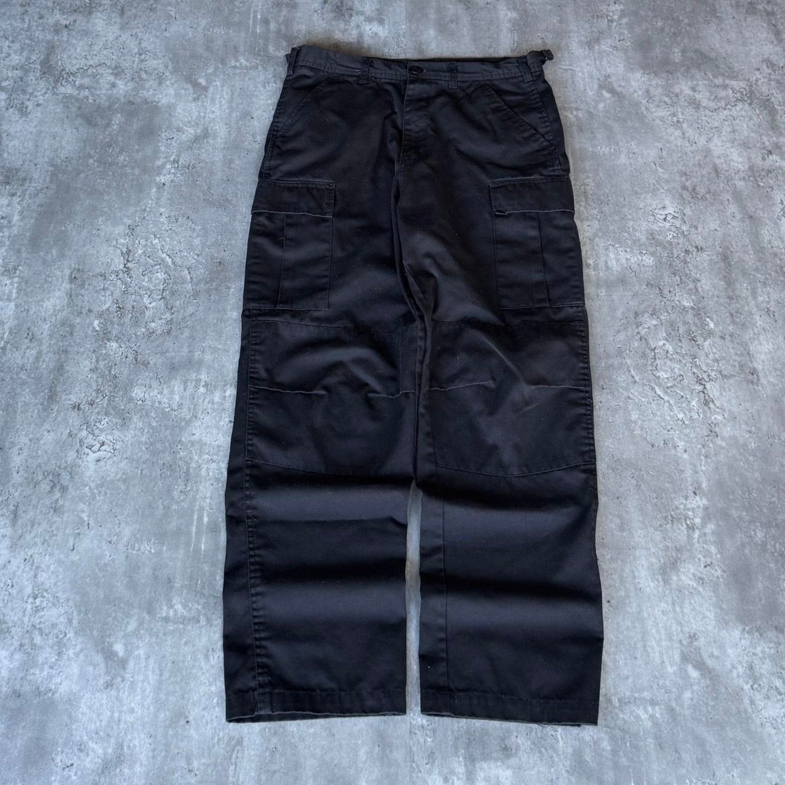 Vintage Vintage Y2K Black Technical Double Knee Cargo Pants Size US 31 - 1 Thumbnail