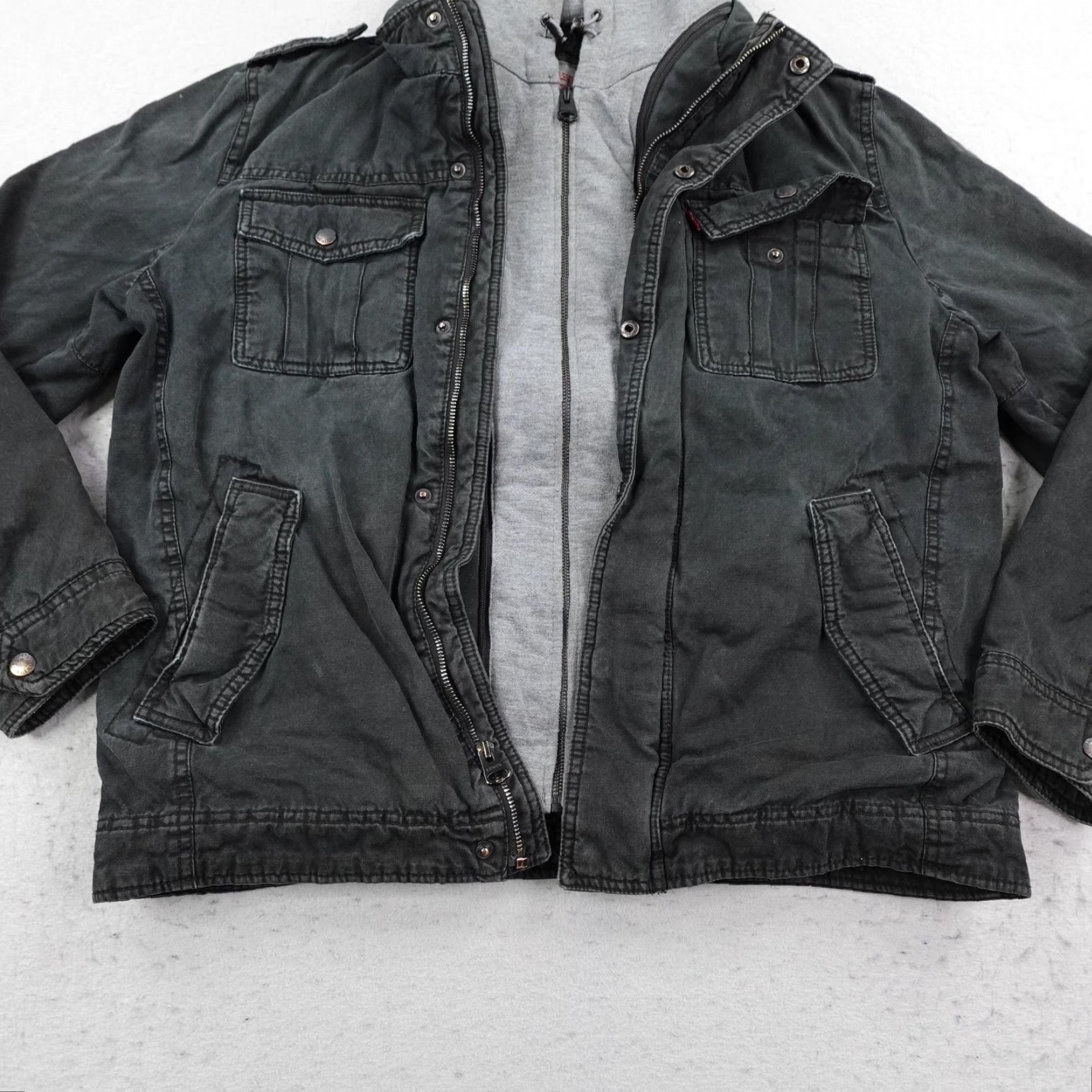 Levi's Levi's Jacket Mens M Gray Hooded Sherpa Lined Canvas Bomber Work Coat Size US M / EU 48-50 / 2 - 3 Thumbnail