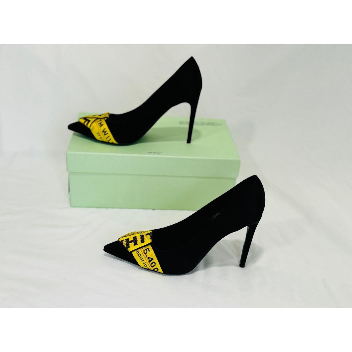 Off-White o1rshd1 Commercial Bow Pumps in Black / Yellow Size US 10.5 / IT 40.5 - 4 Thumbnail