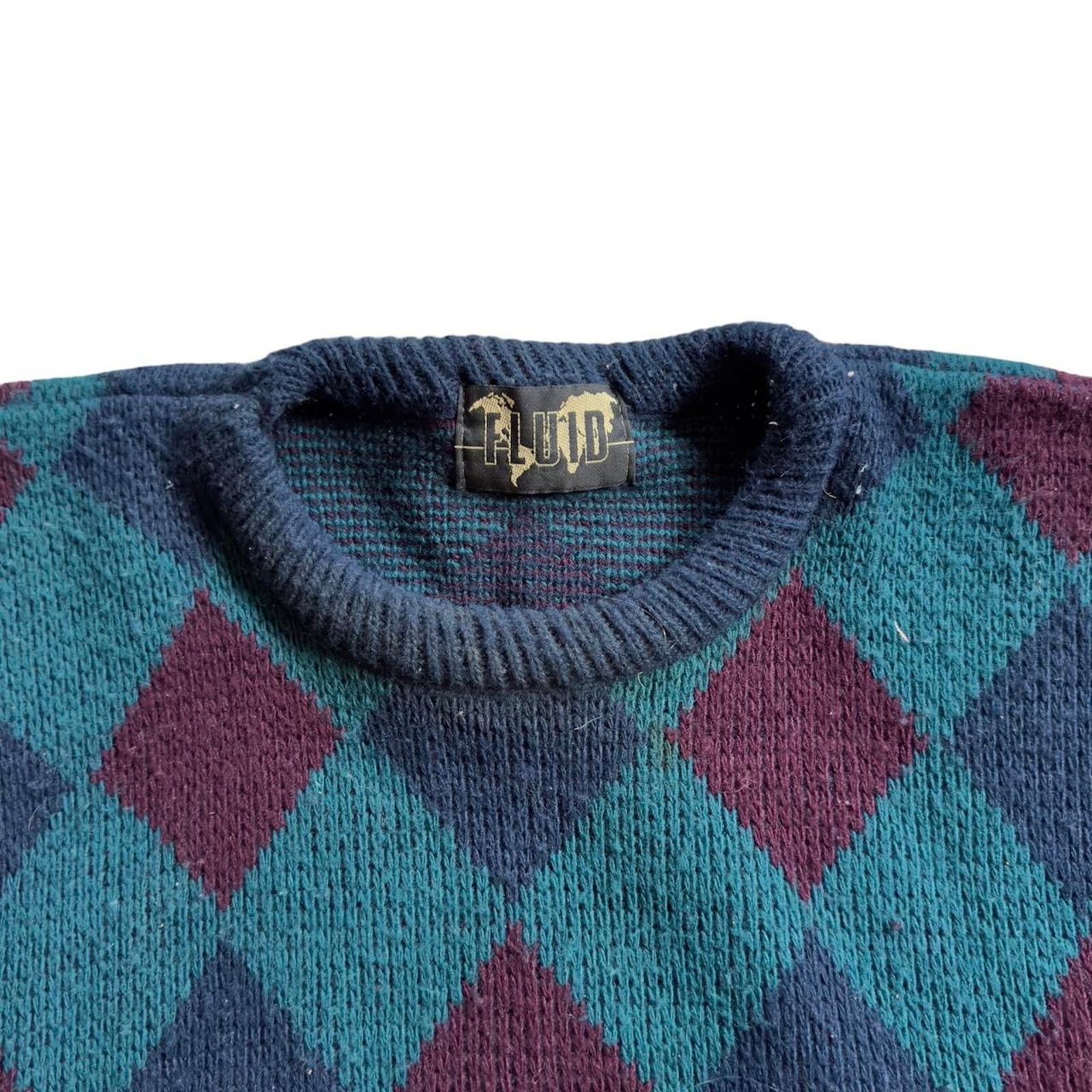 Vintage 🧥 90's Vintage Fluid Argyle Sweater 🧥 Size US L / EU 52-54 / 3 - 3 Thumbnail