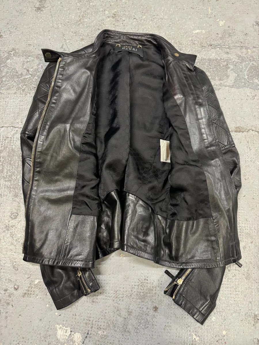 Gucci 2000s Gucci Asymmetrical Black Leather Jacket Size S / US 4 / IT 40 - 8 Thumbnail