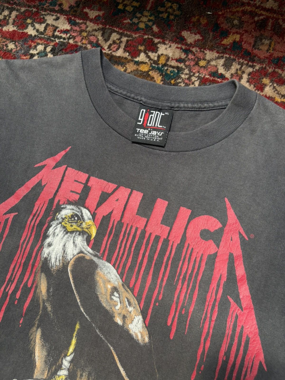 Band Tees × Metallica × Vintage 1994’s Metallica pushead Crazy Faded 🌍🦅 Size US XL / EU 56 / 4 - 4 Thumbnail