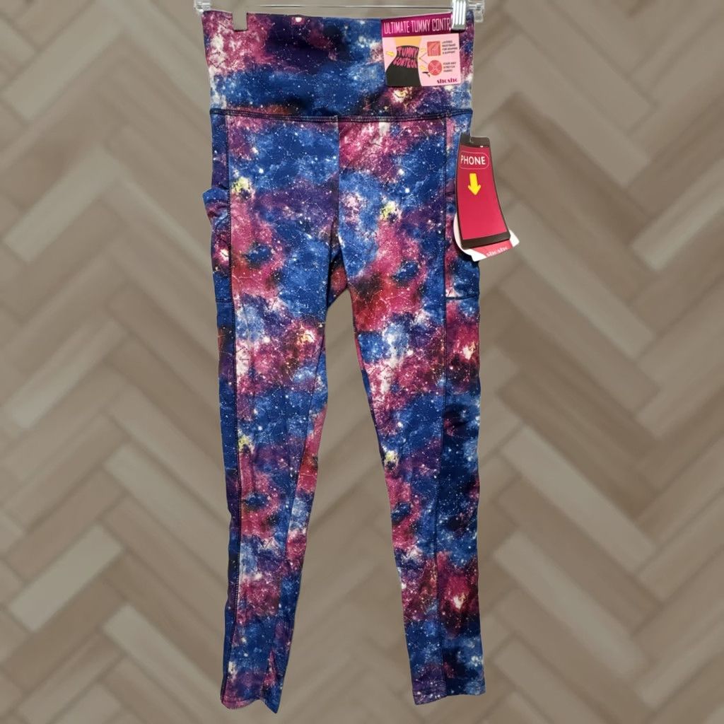 Vintage Shosho Leggings Galaxy Print Tummy Control Medium Women Size 32" / US 10 / IT 46 - 1 Thumbnail