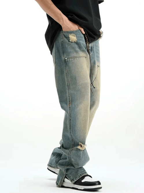 Japanese Brand Vintage blue washed distressed men's ripped jeans Size US 32 / EU 48 - 4 Thumbnail