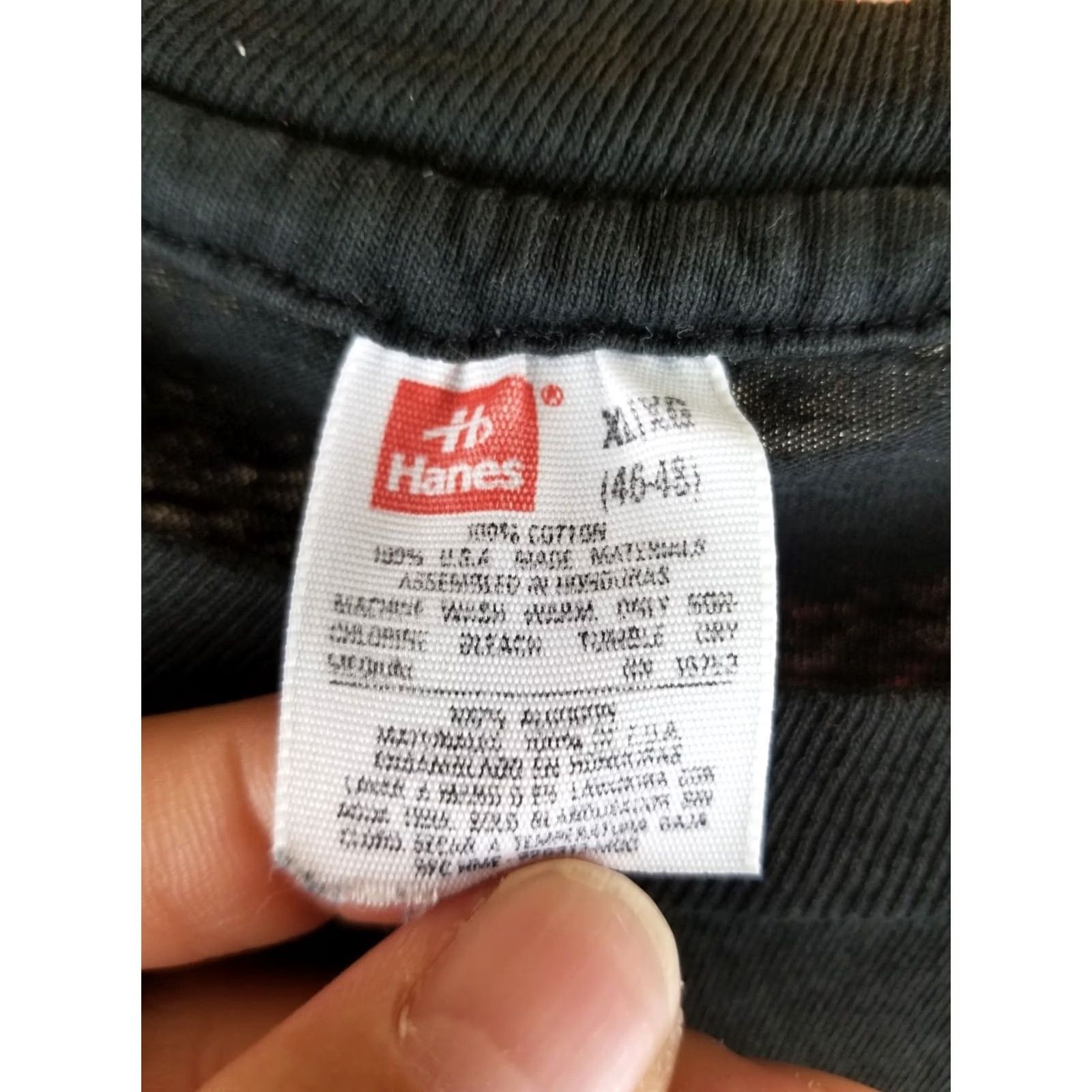 Hanes VINTAGE HANES BLANK T-SHIRT ONE POCKET SINGLE STITCH THIN BLACK XLARGE Mens Size US XL / EU 56 / 4 - 6 Thumbnail