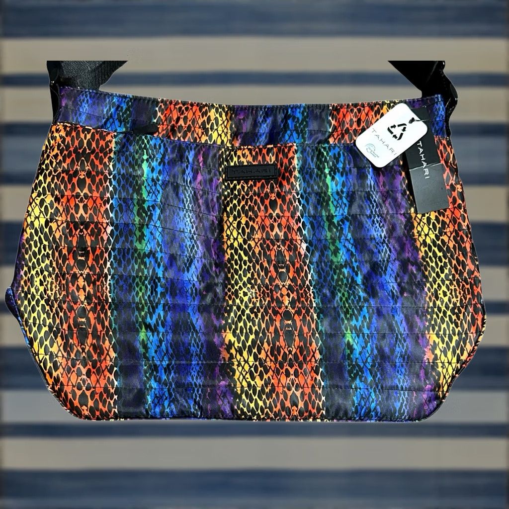 Vintage NWT Tahari Quilted Rainbow Snakeskin Print Recycled Shoulder Handbag Purse Women Size ONE SIZE - 1 Thumbnail