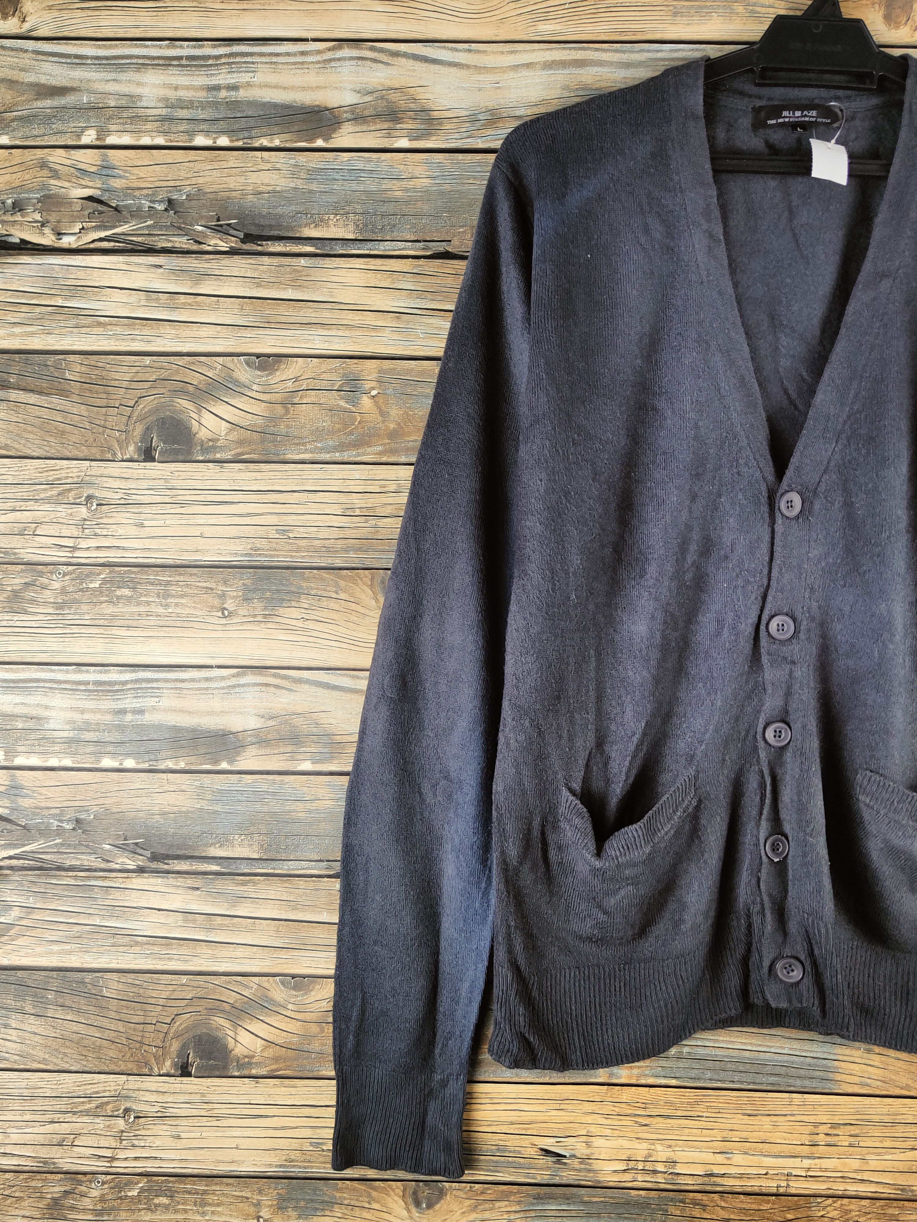 Japanese Brand DL Jill Blaze Dark Gray Knitwear Cardigan #46-948 Size US L / EU 52-54 / 3 - 3 Thumbnail
