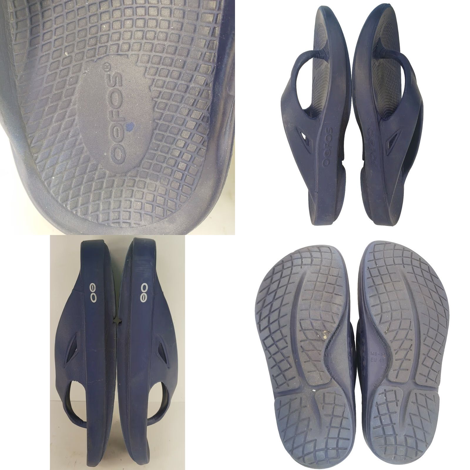 Vintage OOFOS Original Thong Recovery Sandals Blue Womens 10 Mens 8 Slip On Sandal Flat Heel Rubber Outsole Comfort Orthopedic Logo Vintage No Size US 8 / IT 38 - 8 Thumbnail