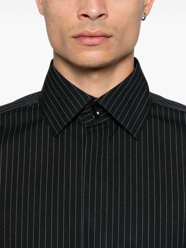 Saint Laurent Paris o1s1wg110126 793321 Cassandre Shirt in Striped Poplin Black Size US L / EU 52-54 / 3 - 4 Thumbnail