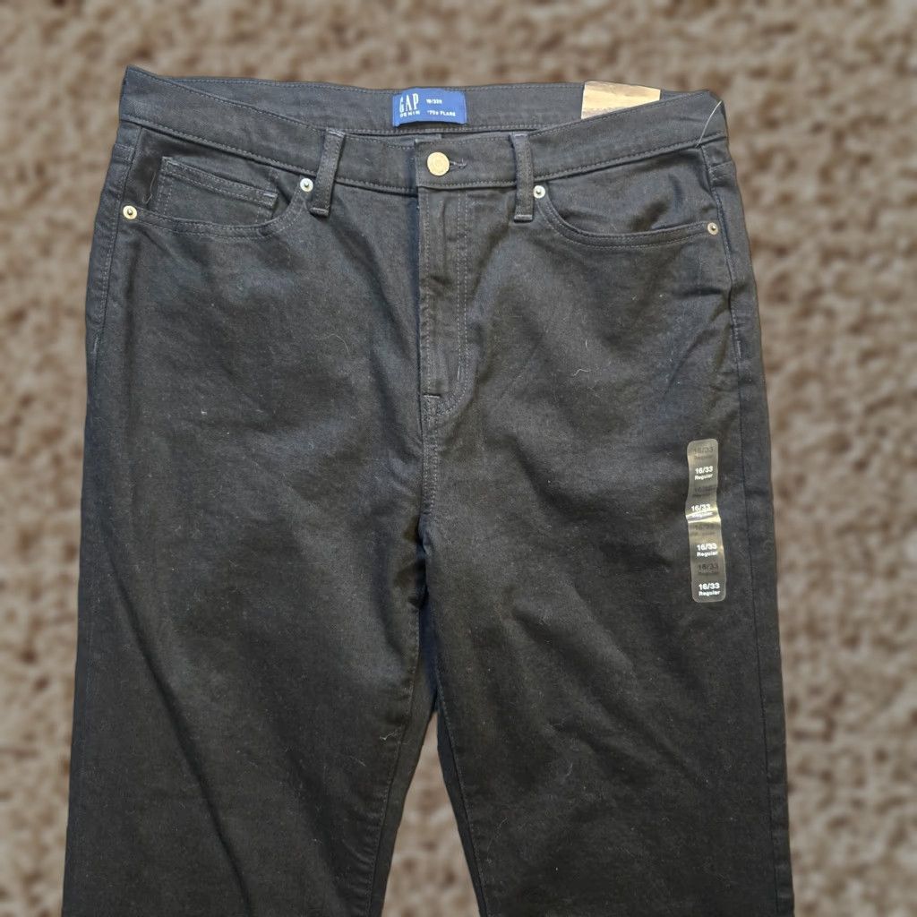 Gap GAP Jeans Womens 16 Black 70s Flare Bell Bottom High Rise Denim Capsule Casual Size 38" / US 16 / IT 52 - 1 Thumbnail