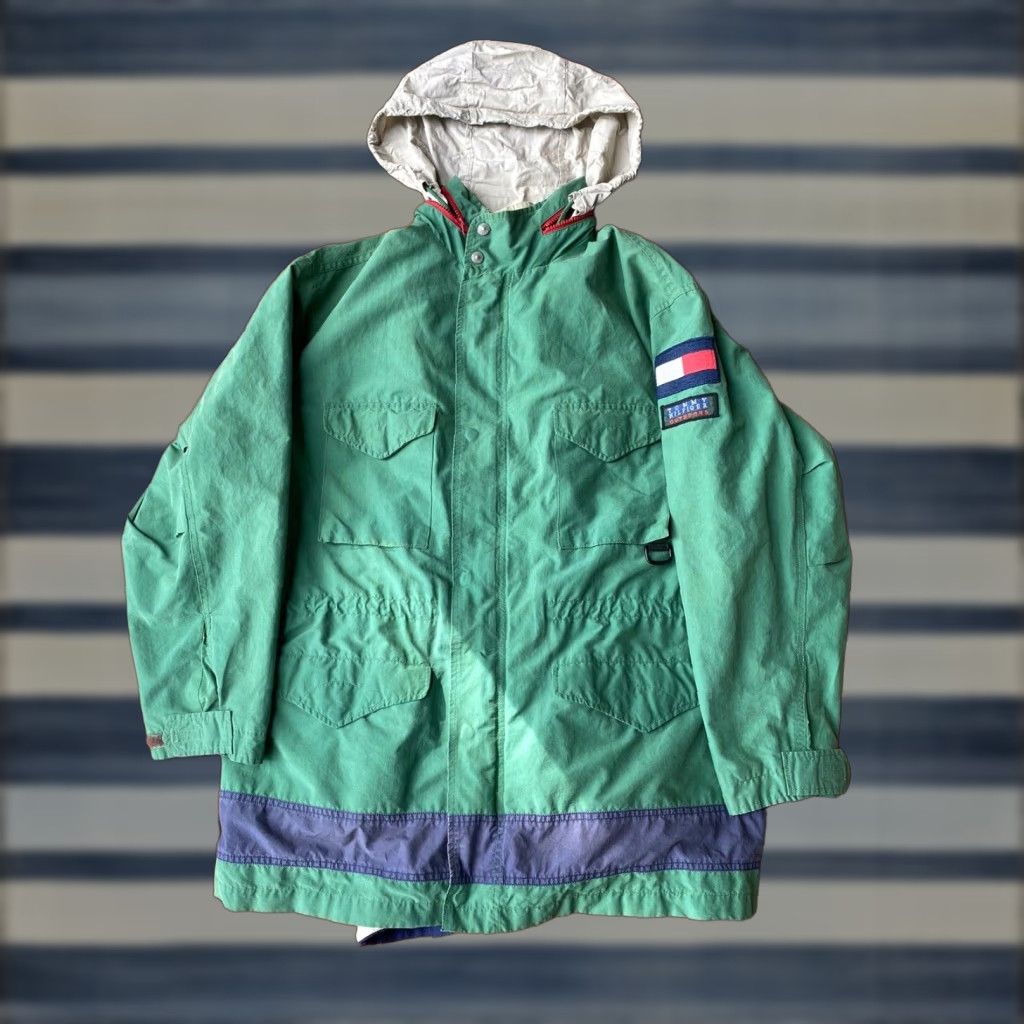 Tommy Hilfiger VINTAGE Tommy Hilfiger Outdoors Windbreaker Chore Jacket Large Green L Size US L / EU 52-54 / 3 - 1 Thumbnail