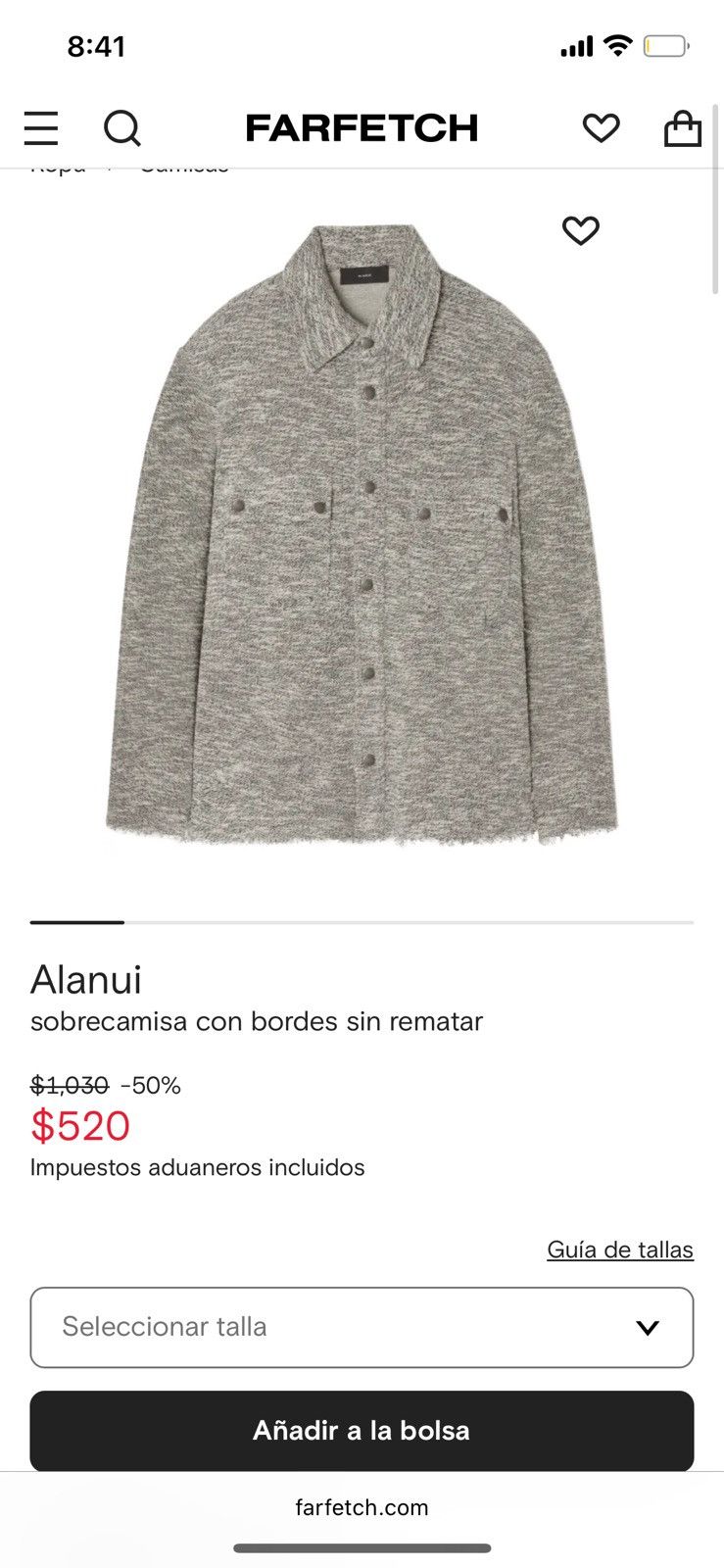 Alanui ALANUI RAW EDGE MÉLANGE COTTON OVERSHIRT💫 Size US L / EU 52-54 / 3 - 12 Thumbnail