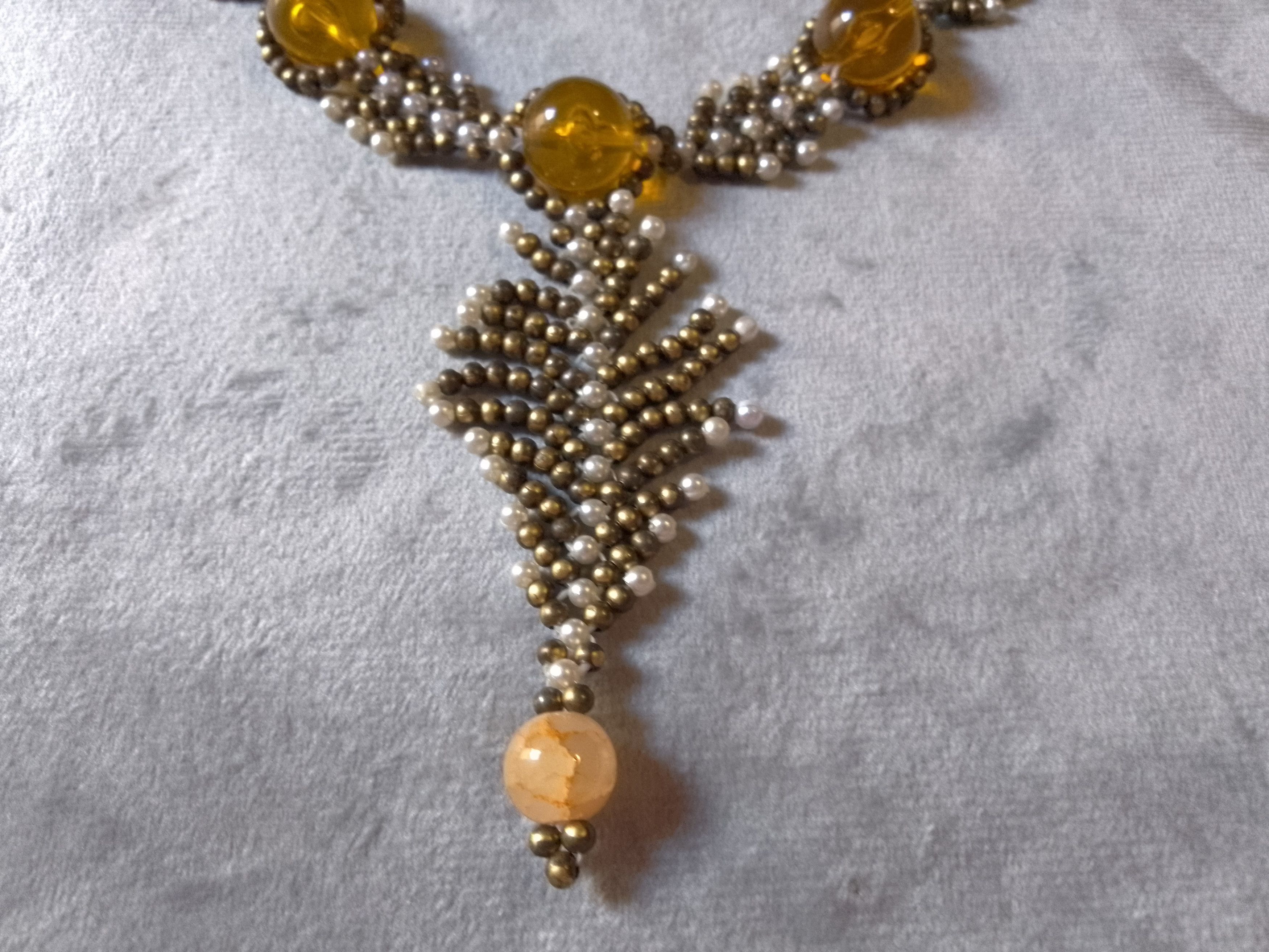 Handmade Necklace. Vintage brass, resin. Feather pendant Earrings Size ONE SIZE - 3 Thumbnail
