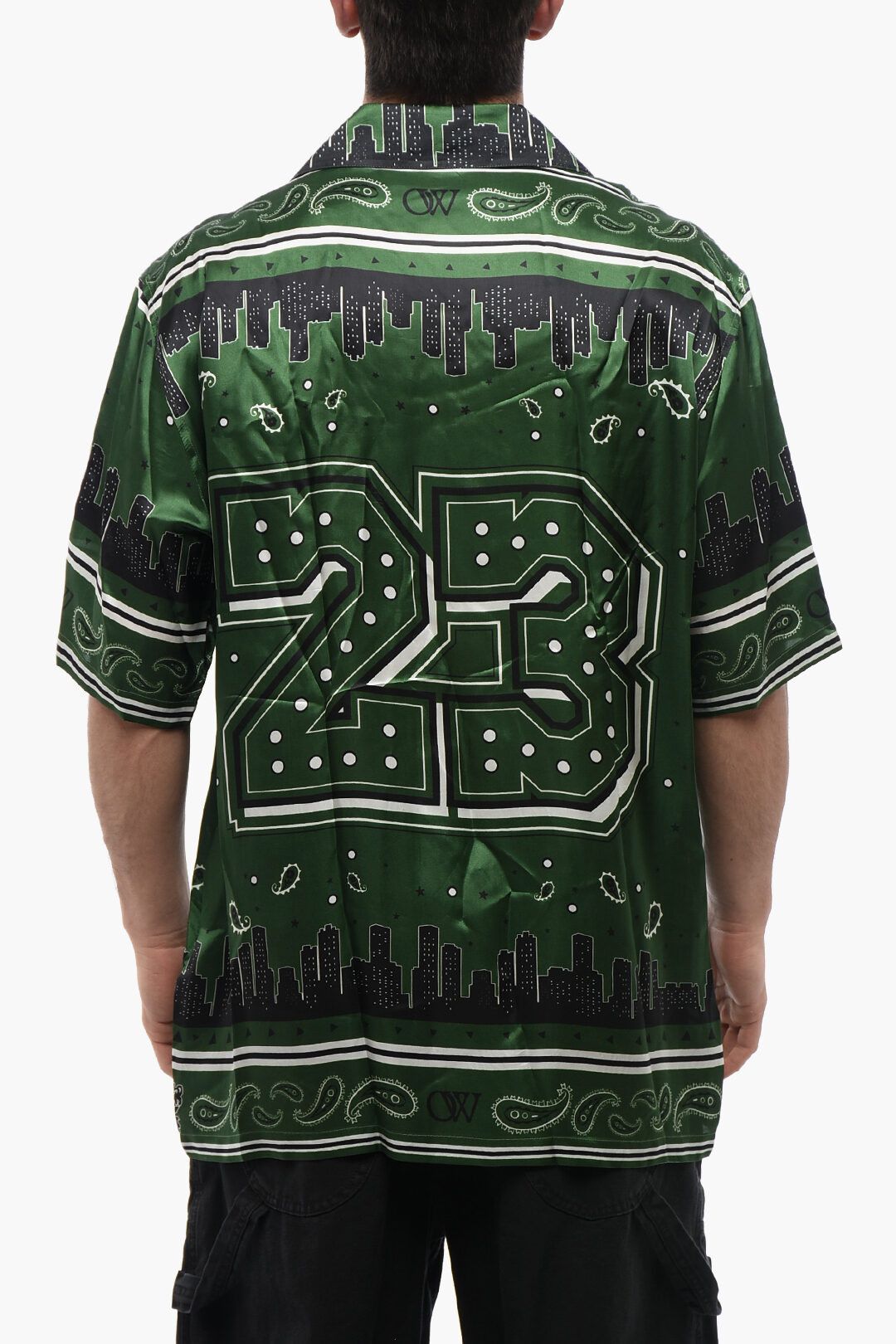 Off-White og1mm0625 Satin Bandana Bowling Shirt in Multicolor Size US M / EU 48-50 / 2 - 2 Thumbnail
