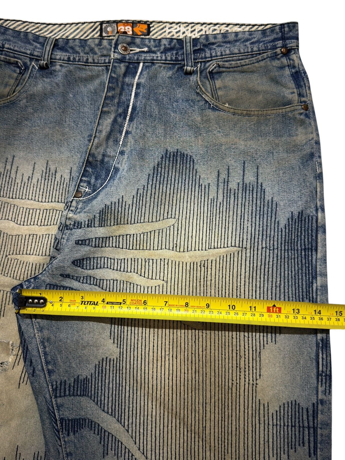 Akademiks Vintage Y2K Akademiks Faded Wash Boro Sashiko Wide Leg Baggy Size US 38 / EU 54 - 15 Thumbnail