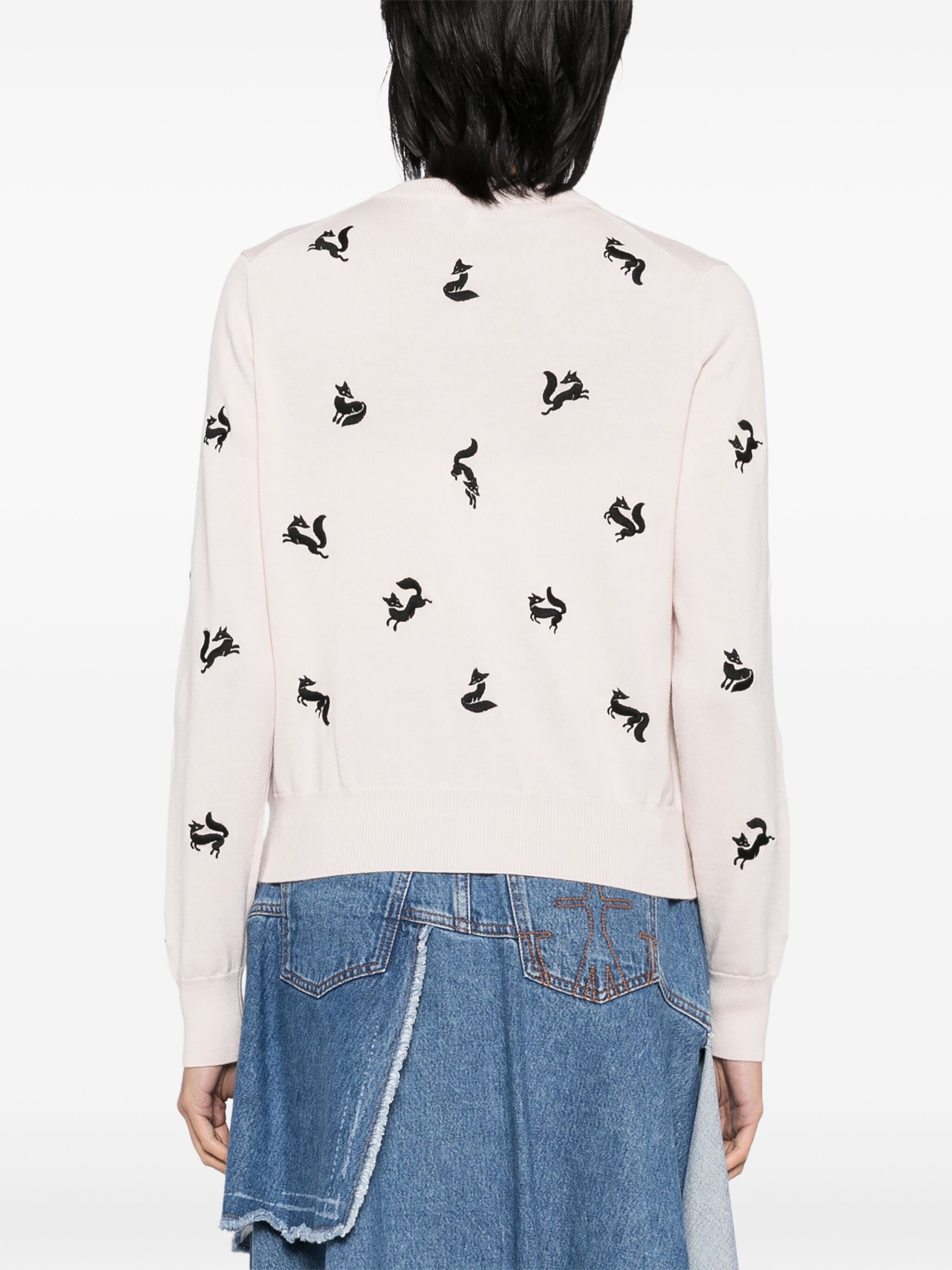 Maison Kitsune o1s22i1n1124 Fancy Fox Cardigan in Light Pink Size L / US 10 / IT 46 - 4 Thumbnail