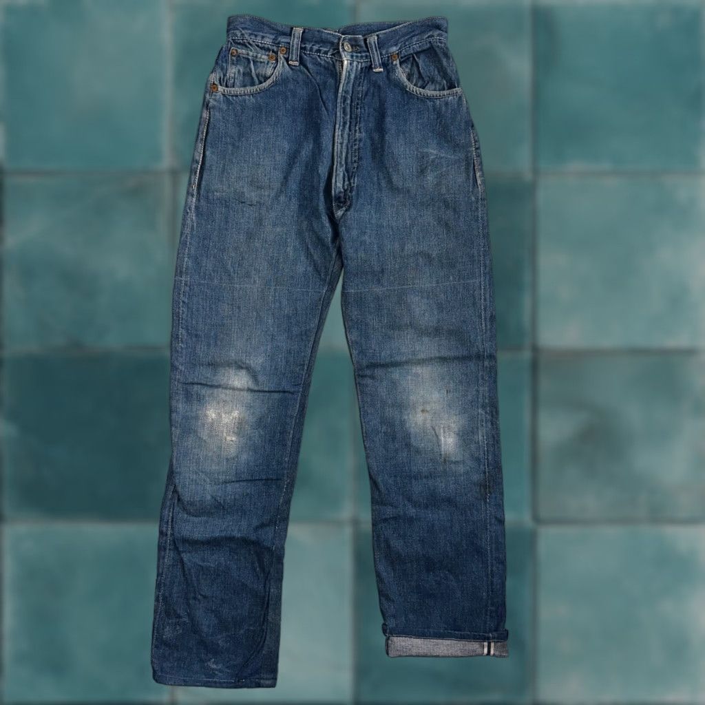 Levi's Vintage Levis Jeans 701 Big E 50s 1950s Redline Hidden Rivets USA 501 Act 26x29 Size US 26 / EU 42 - 1 Thumbnail