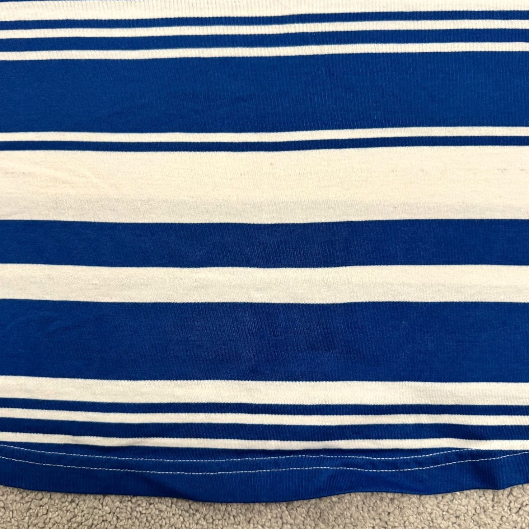 Blair Blair T-Shirt Womens Large Striped Navy White Crew Neck Short Sleeve Tee Basic Cotton Blend Comfort Lightweight Casual Classic Men's? No, Womens. Size L / US 10 / IT 46 - 4 Thumbnail